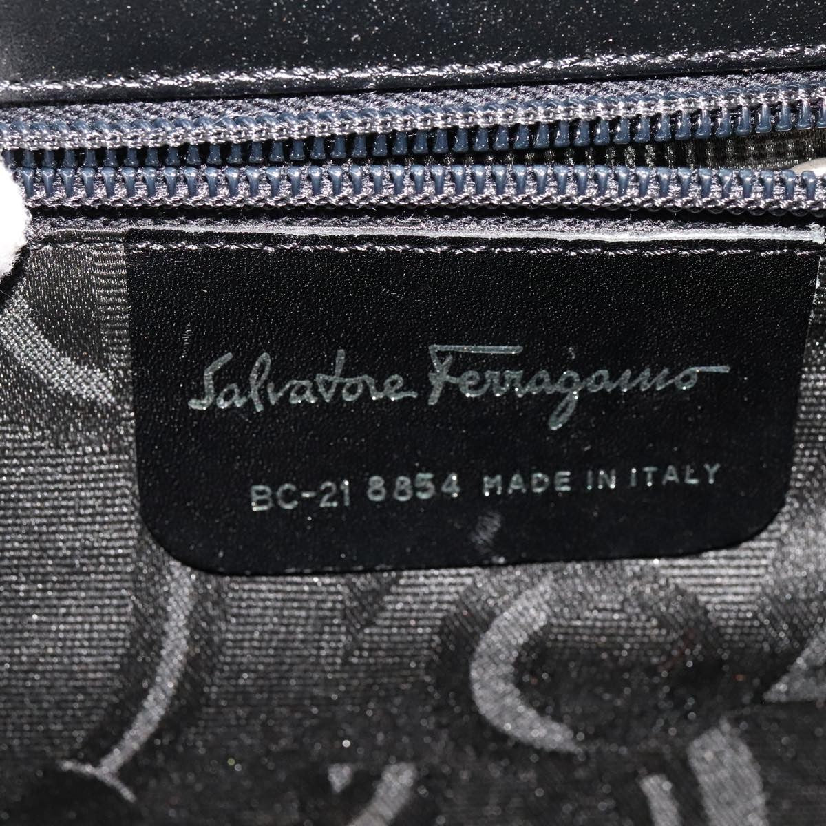 Salvatore Ferragamo Vintage Top Handle Leather Black Leather Handbag (Pre-Owned)