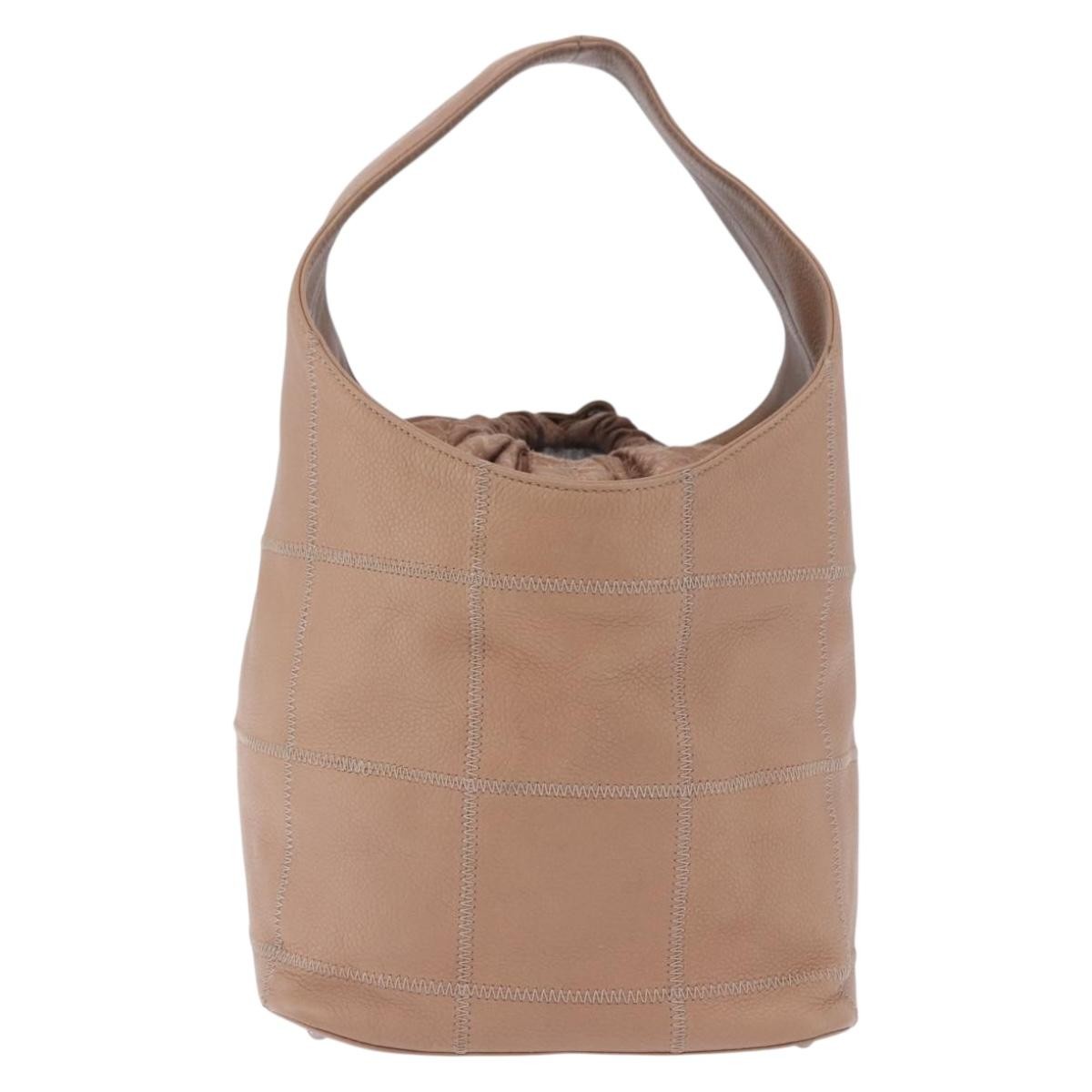 Chanel Square Stitch Tassel Hobo Quilted Leather Beige Leather Handbag (Pre-Owned)