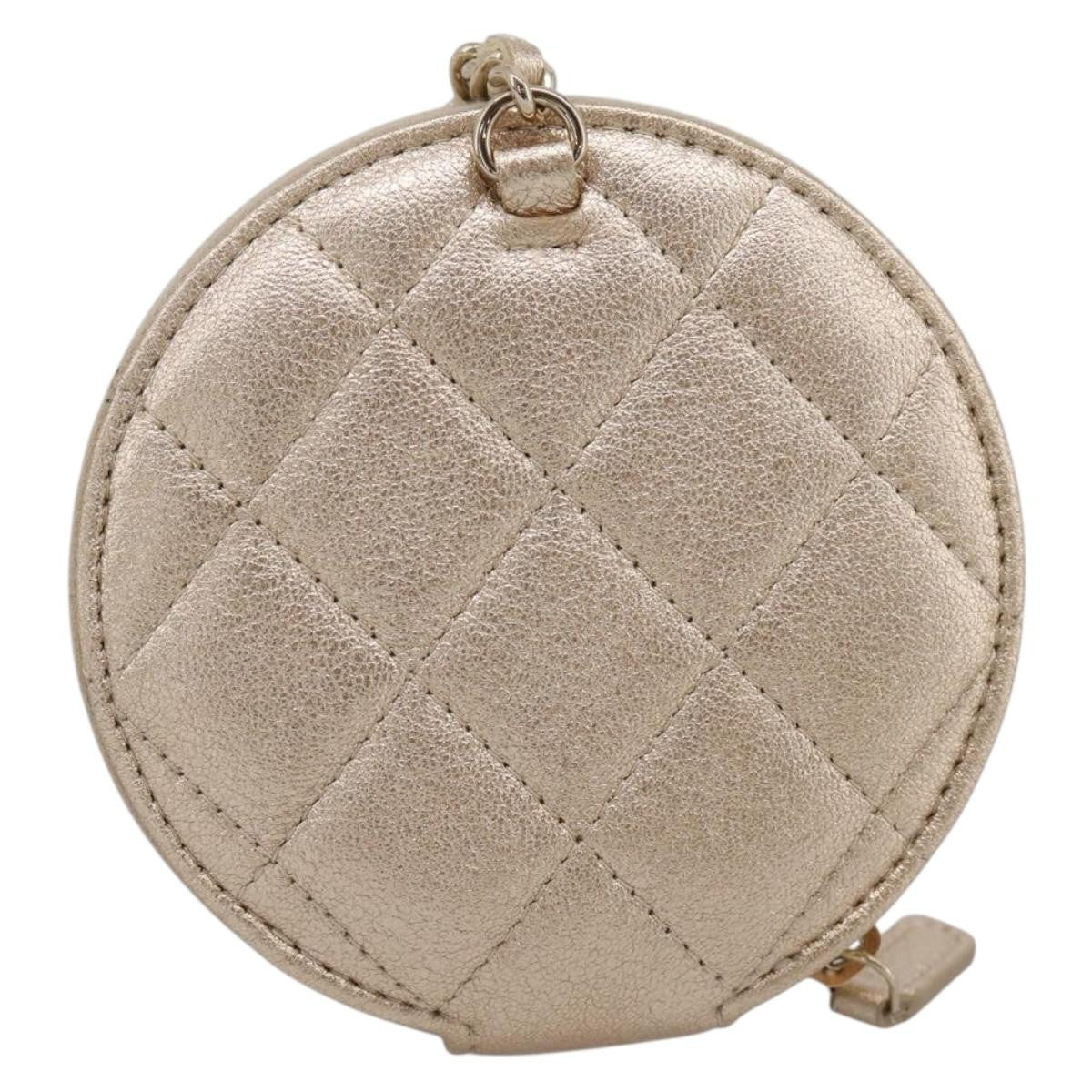 Chanel Pearl Crown Cc Multi Pouches Wristlet Quilted Lambskin Gold Leather Clutche & Pouche Bag (Pre-Owned)