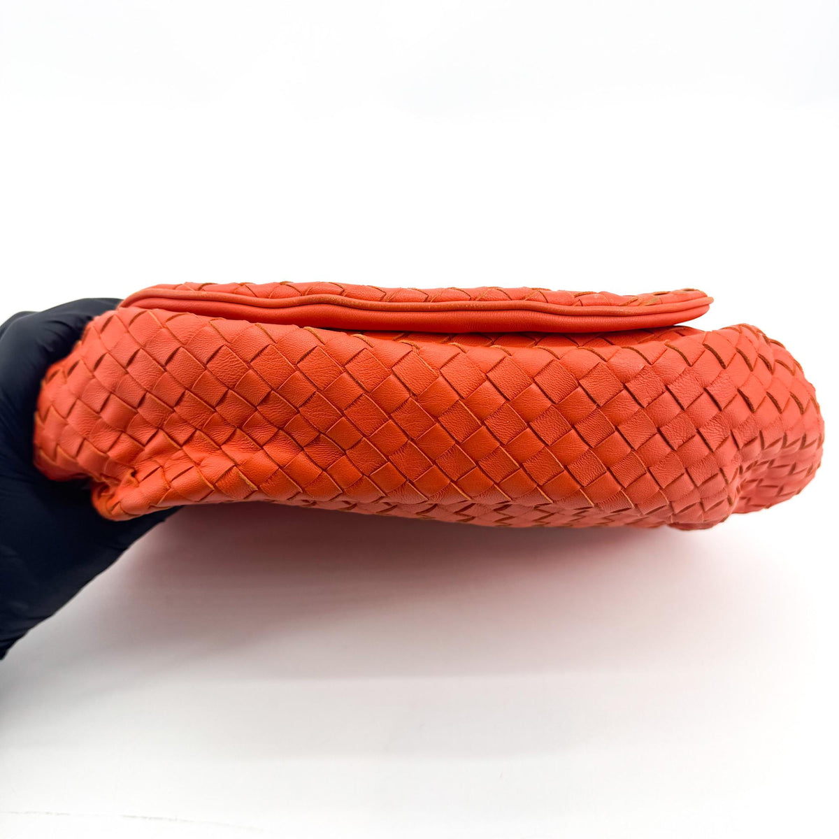 Bottega Veneta Convertible Flap Intrecciato Nappa Orange Leather Shoulder Bag Bag (Pre-Owned)