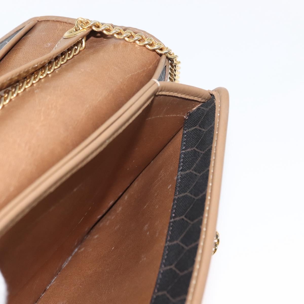 Christian Dior Vintage Honeycomb Chain Canvas Black Canvas Shoulder Bag Bag (Pre-Owned)
