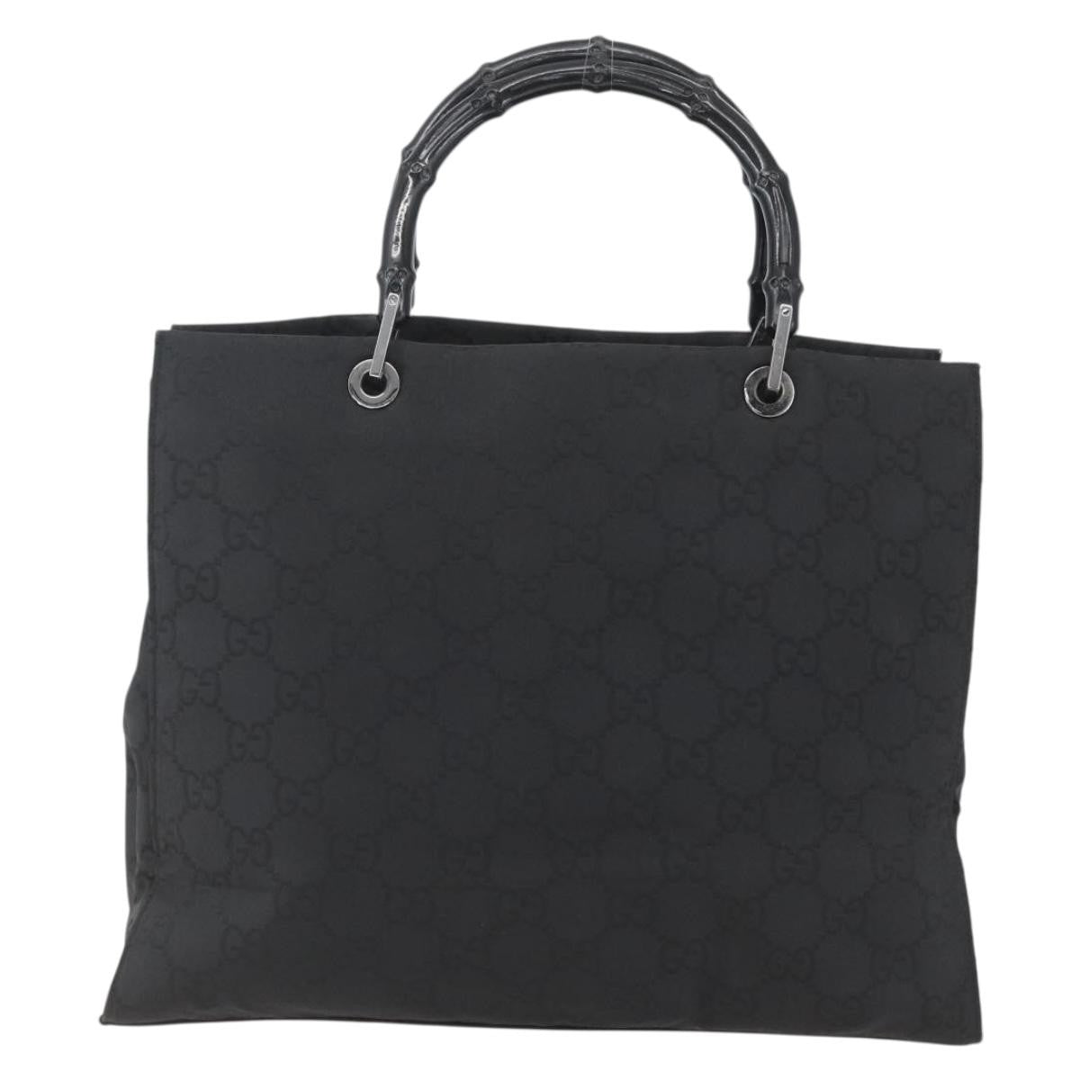 Gucci Vintage Bamboo Handle Tote Gg Nylon Black Nylon Tote Bag Bag (Pre-Owned)