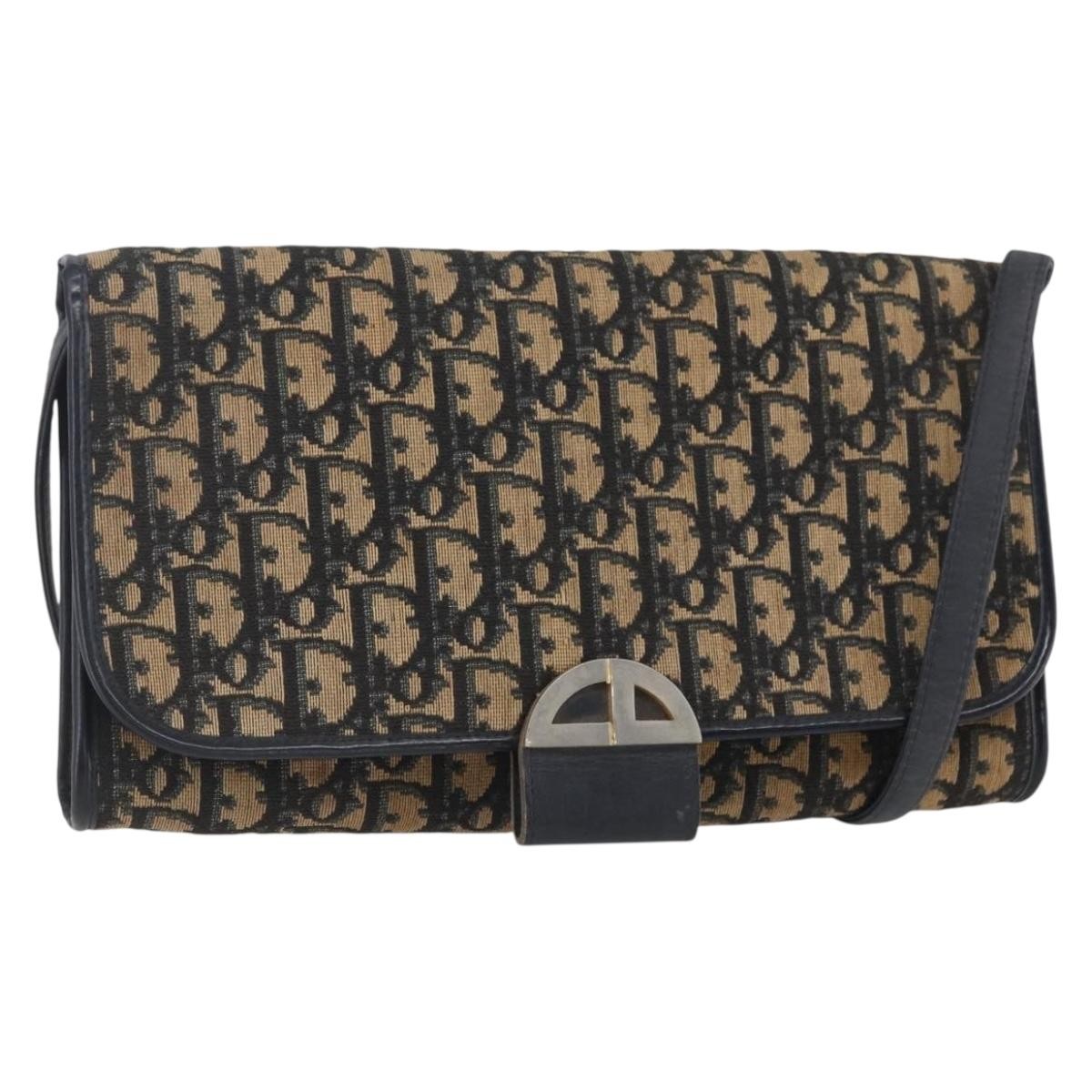 Christian Dior Vintage Trotter Canvas Navy Canvas Shoulder Bag Bag (Pre-Owned)