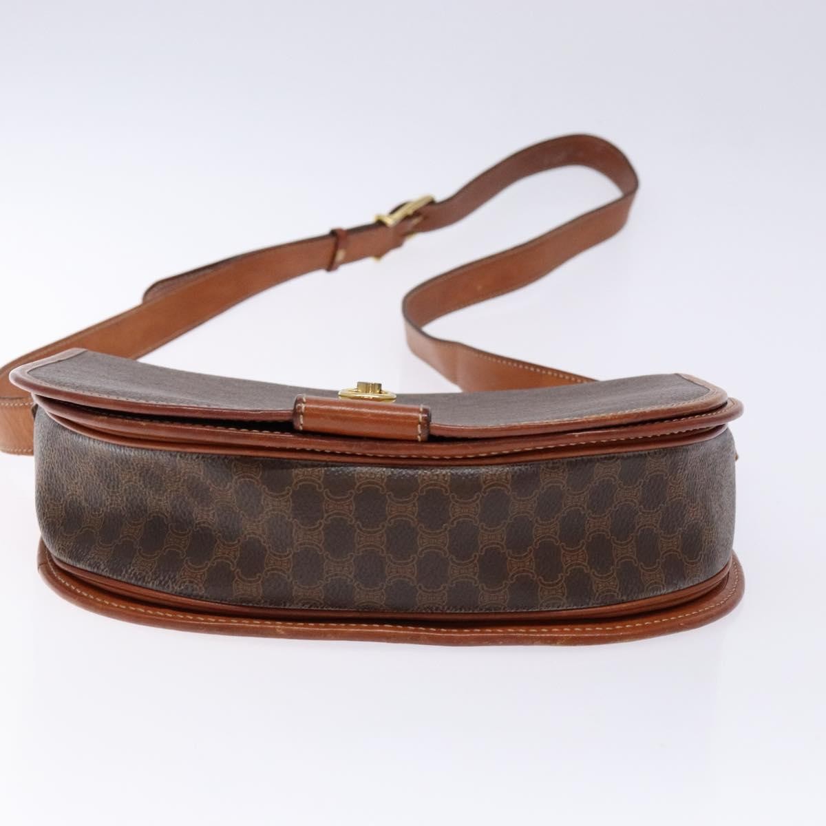 Celine Macadam Shoulder Pvc Leather Brown Canvas Bag (Pre-Owned)