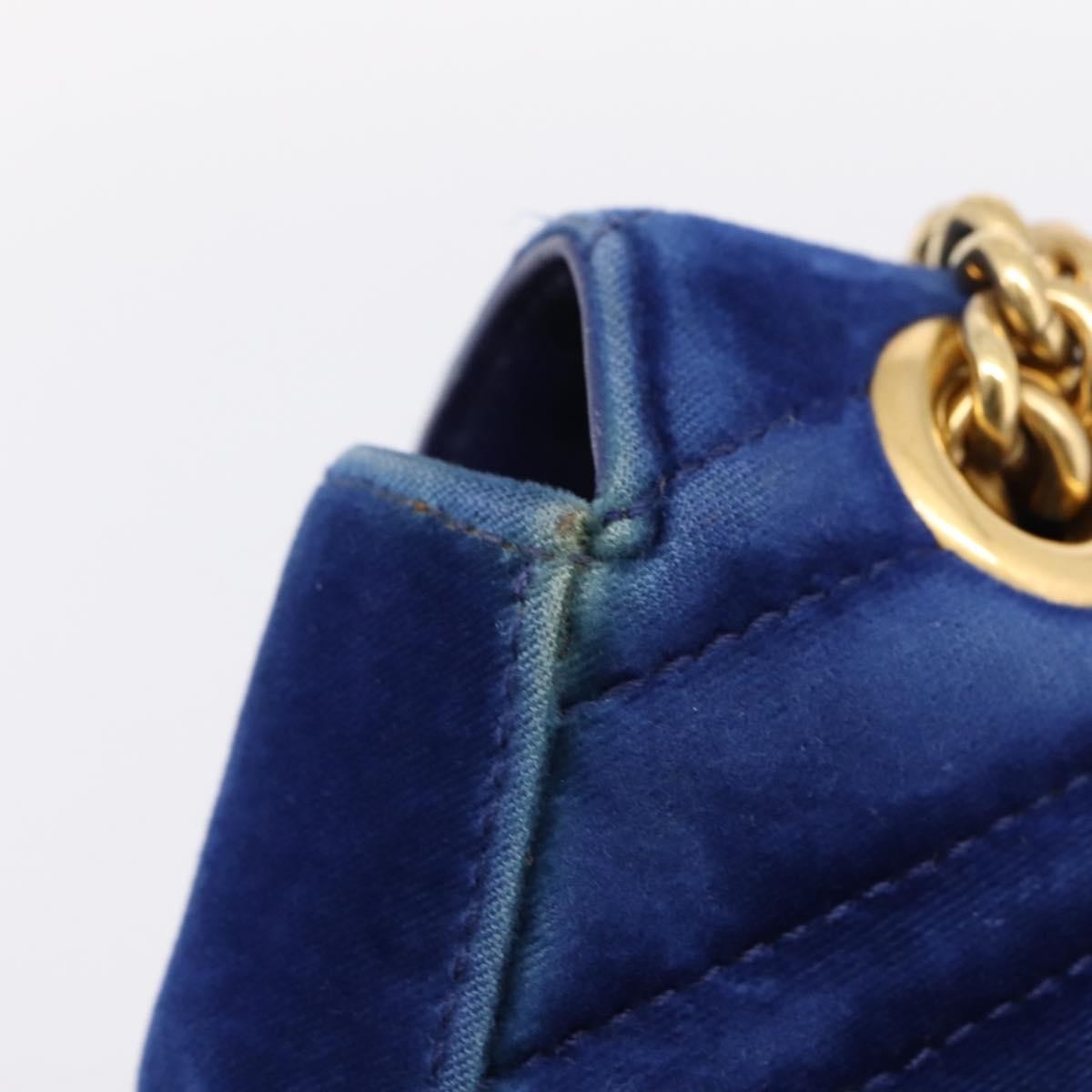 Gucci Gg Marmont Matelassé Velvet Blue Velvet Shoulder Bag Bag (Pre-Owned)