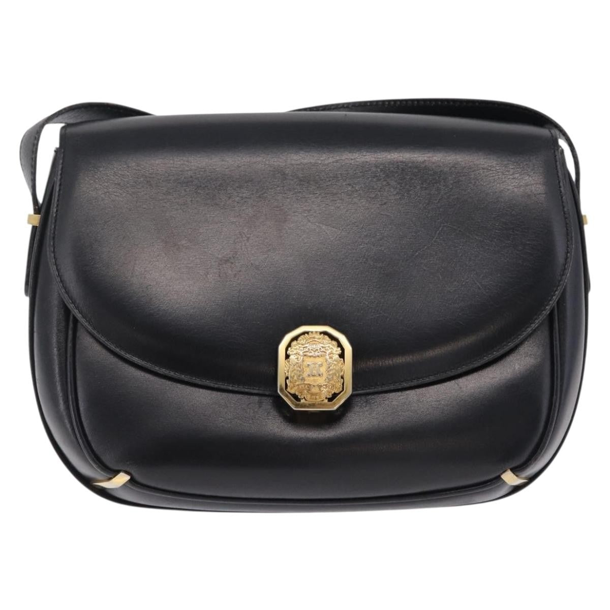 Celine Shoulder Leather Black Leather Shoulder Bag Bag (Pre-Owned)