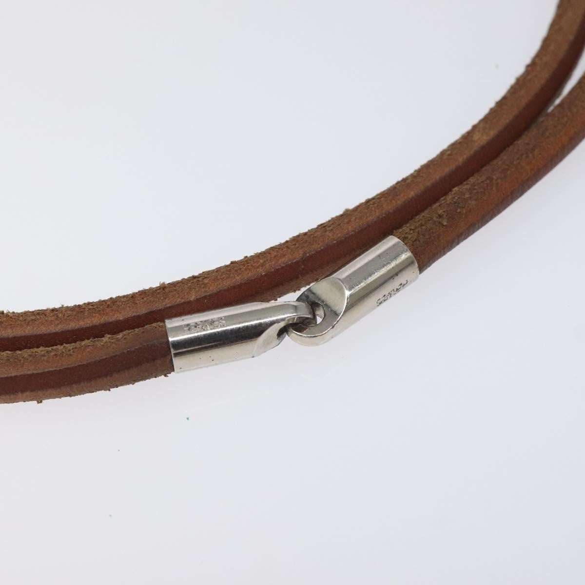 Hermes Laniere Leather Brown Leather Bracelet Jewelry (Pre-Owned)