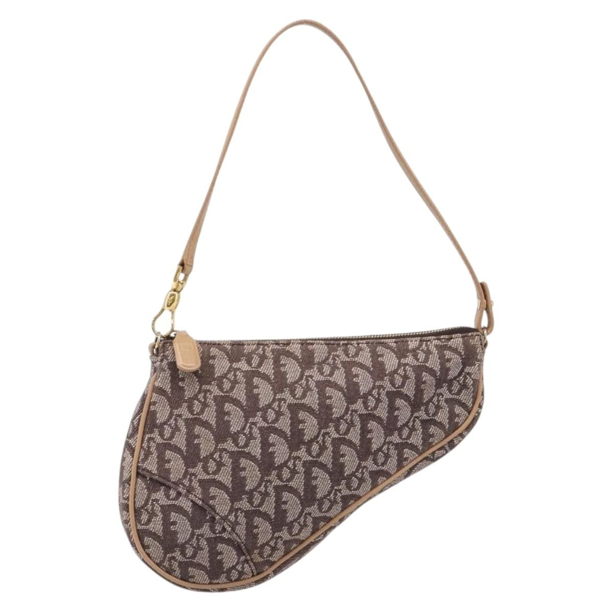Christian Dior Vintage Saddle Bag Canvas Brown Canvas Clutche & Pouche Bag (Pre-Owned)