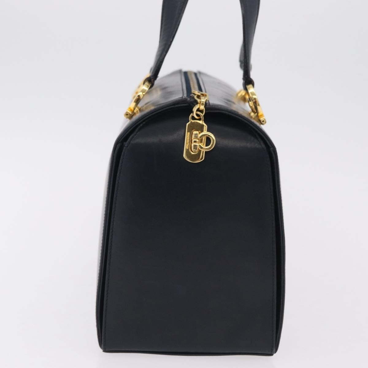 Salvatore Ferragamo Gancini Leather Navy Leather Handbag (Pre-Owned)