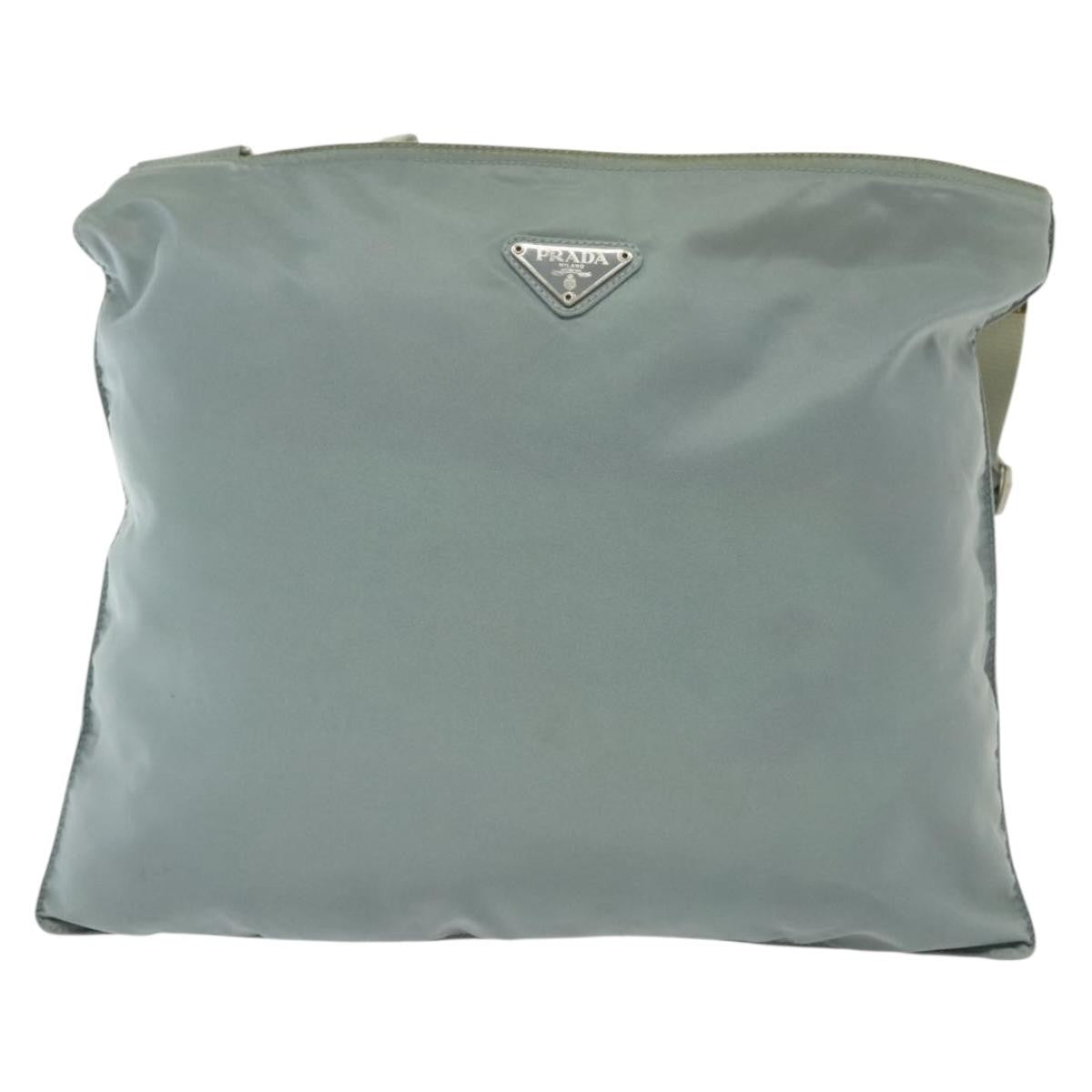 Prada Flat Messenger Tessuto Blue Nylon Shoulder Bag Bag (Pre-Owned)