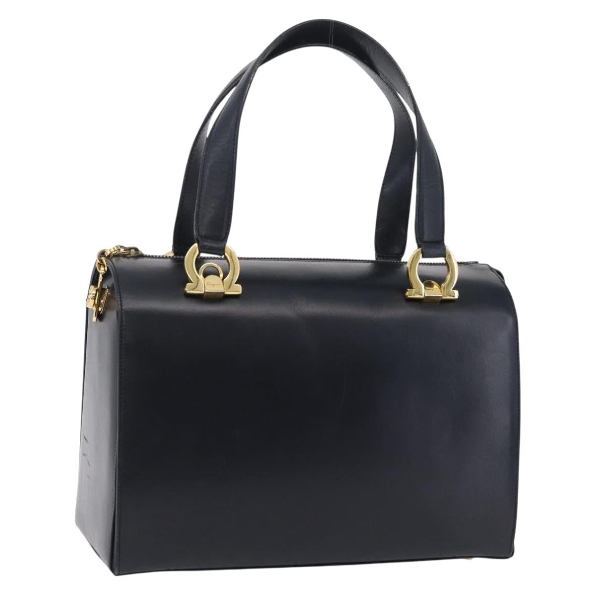 Salvatore Ferragamo Gancini Leather Navy Leather Handbag (Pre-Owned)
