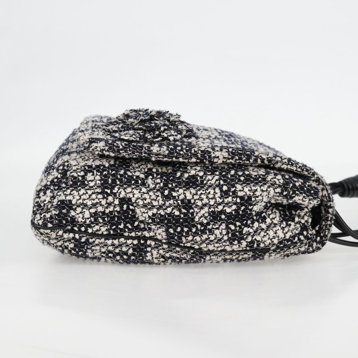 Chanel Camellia Messenger Tweed Black Tweed Shoulder Bag Bag (Pre-Owned)