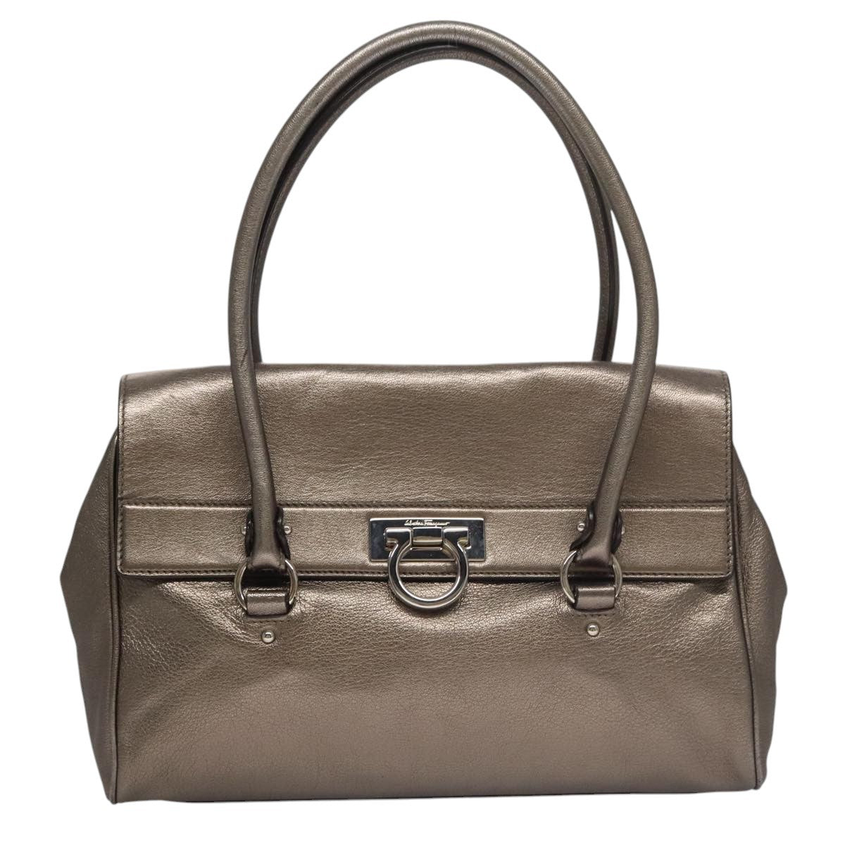 Salvatore Ferragamo Sofia Satchel Leather Silver Leather Handbag (Pre-Owned)