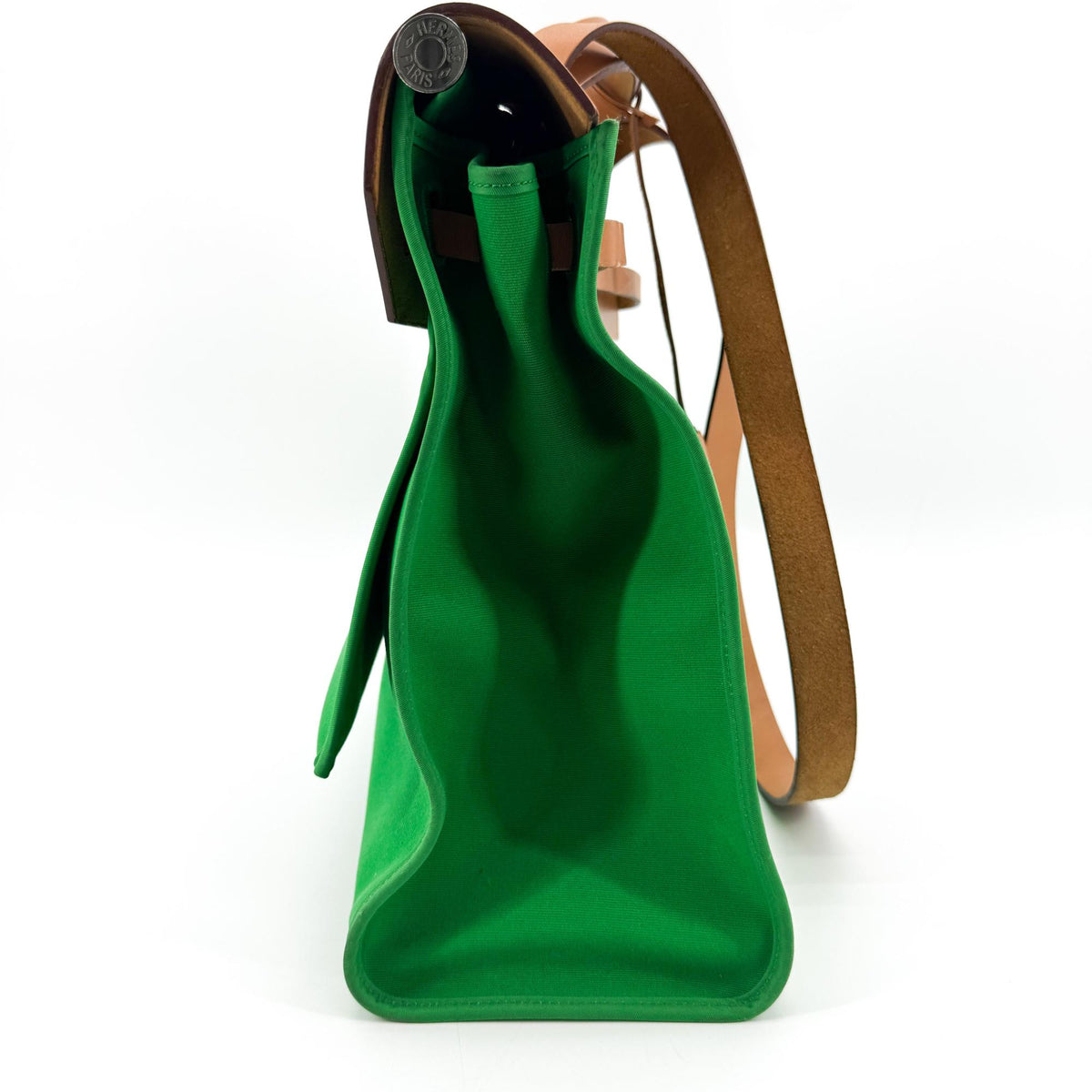 Hermes Herbag Toile And Leather Green Canvas Shoulder Bag Bag (Pre-Owned)