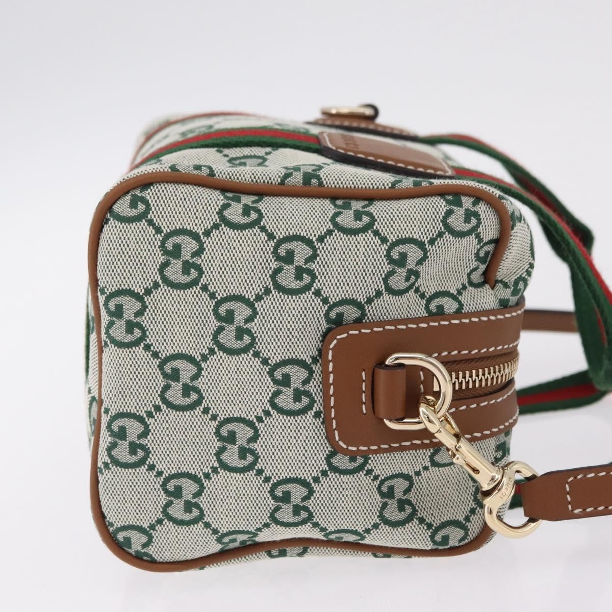 Gucci Web Boston Gg Canvas Green Canvas Handbag (Pre-Owned)