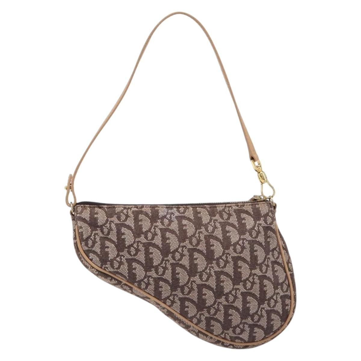 Christian Dior Vintage Saddle Bag Canvas Brown Canvas Clutche & Pouche Bag (Pre-Owned)