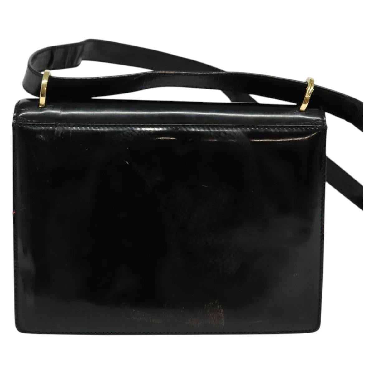 Salvatore Ferragamo Gancini Leather Black Leather Shoulder Bag Bag (Pre-Owned)