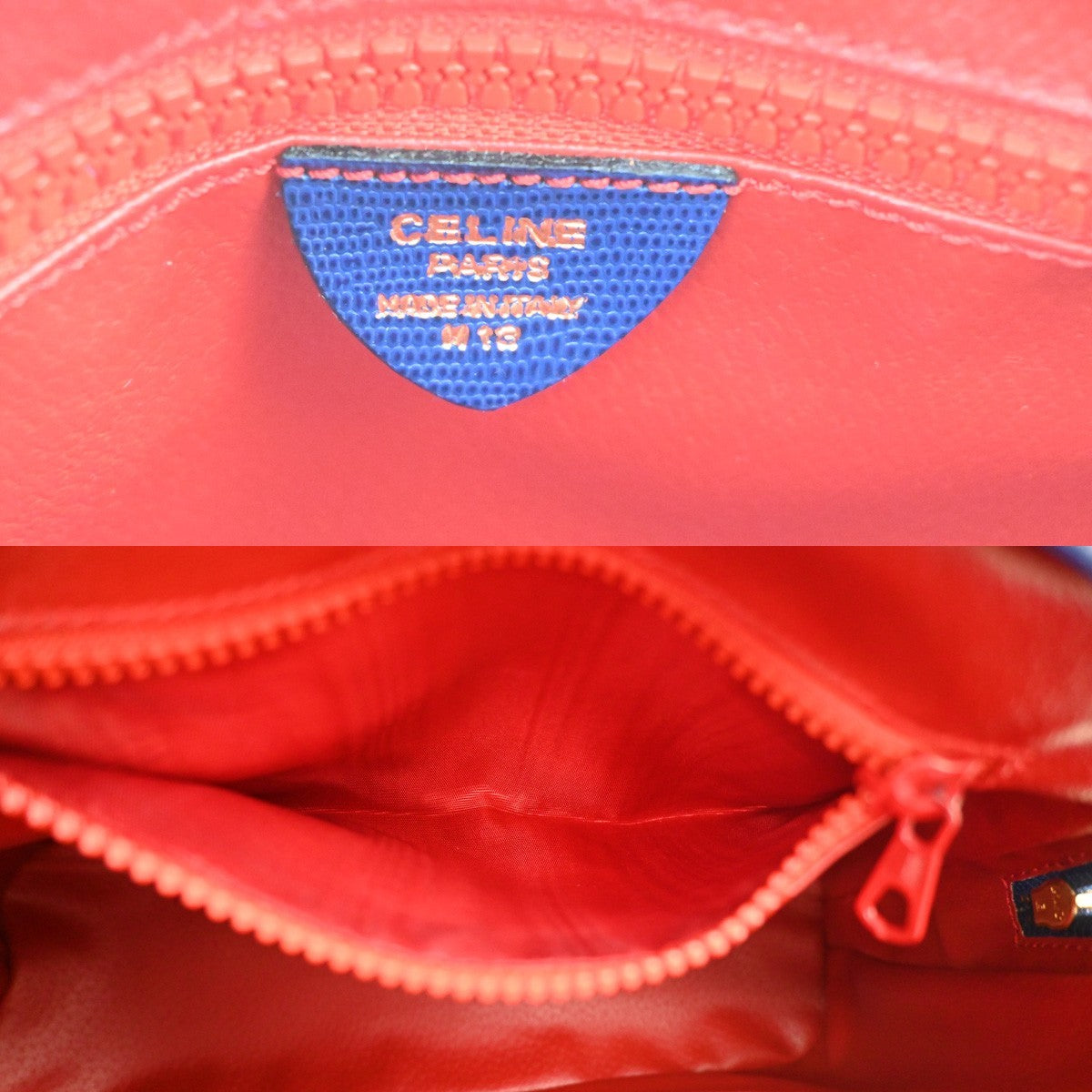 Celine Vintage Circle Logo Leather Blue Leather Handbag (Pre-Owned)