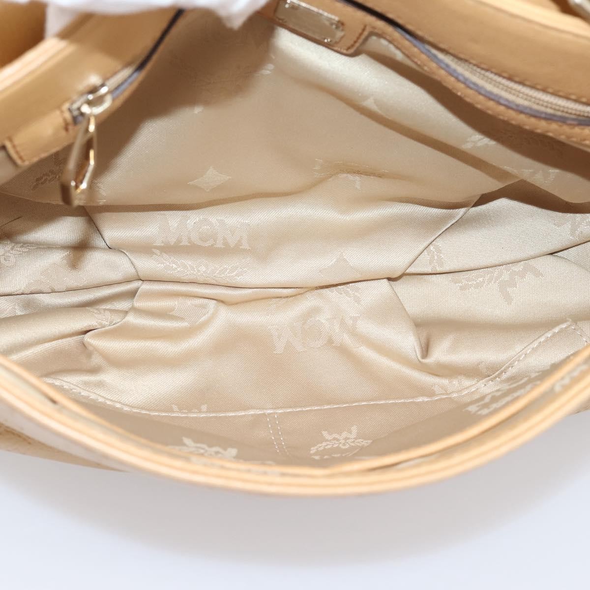 MCM Visetos Leather Beige Leather Shoulder Bag Bag (Pre-Owned)