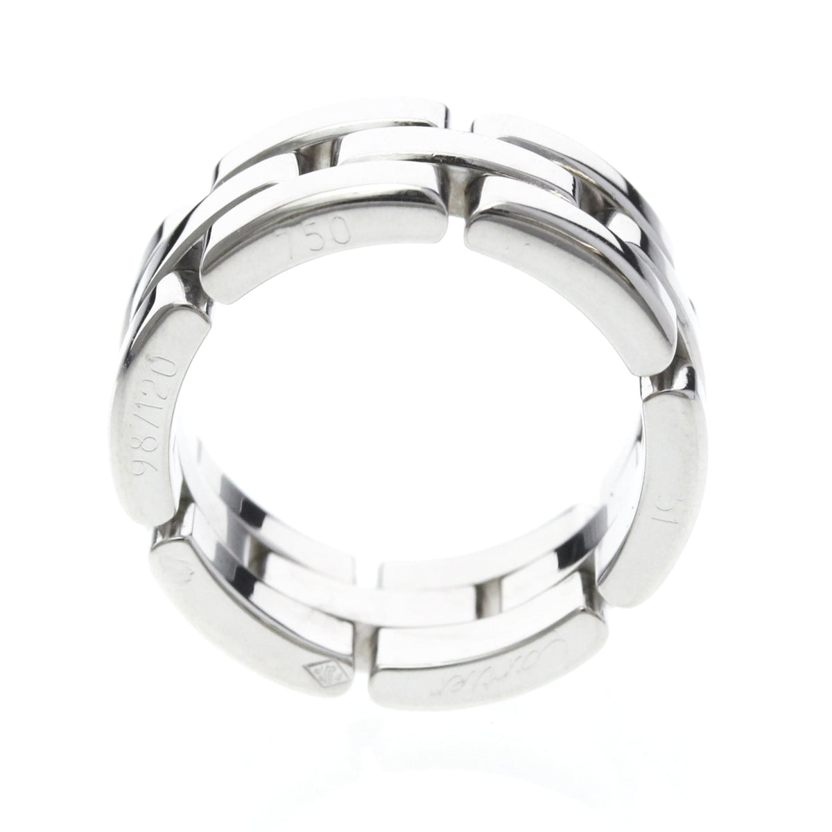 Cartier Maillon Panthere 3 Row 18K White Gold Silver White_Gold Ring Jewelry (Pre-Owned)