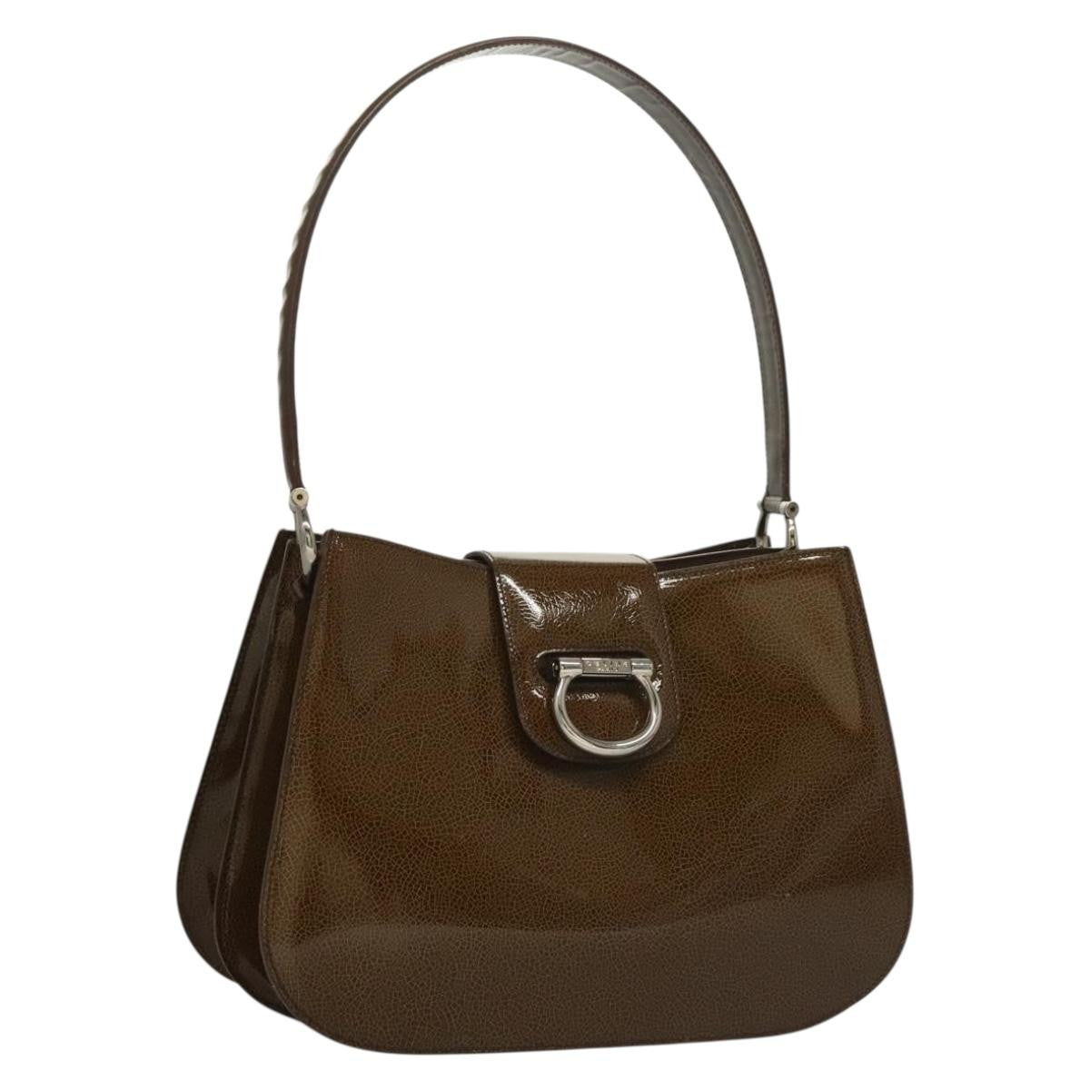 Celine Shoulder Leather Khaki Patent_Leather Shoulder Bag Bag (Pre-Owned)
