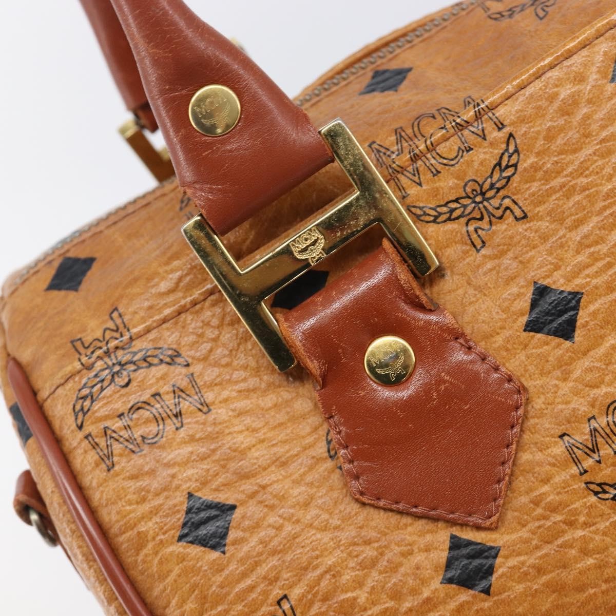 MCM Visetos Logogramme Leather Brown Leather Handbag (Pre-Owned)