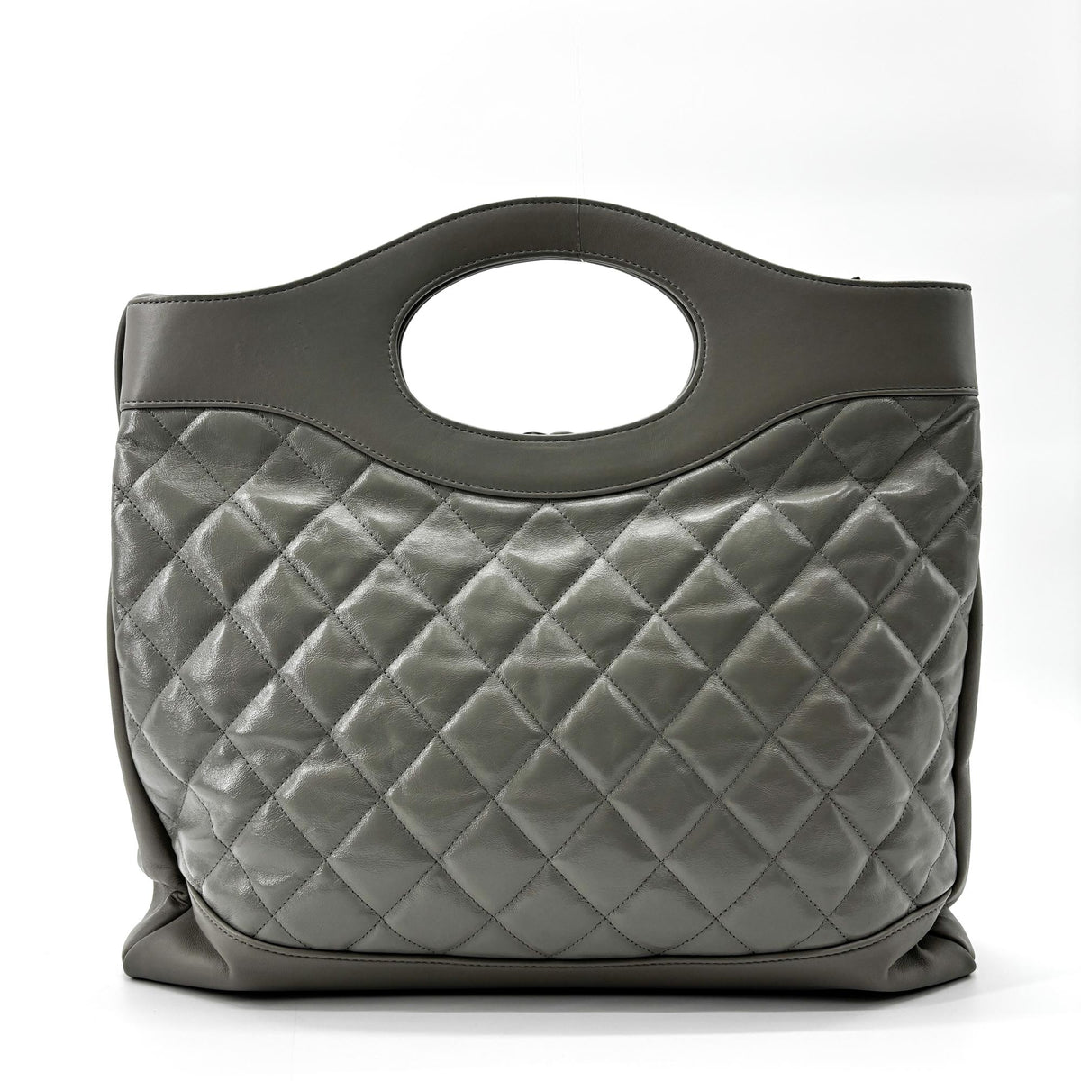 Chanel 31 Shopping Quilted Calfskin Gray Leather Handbag (Pre-Owned)