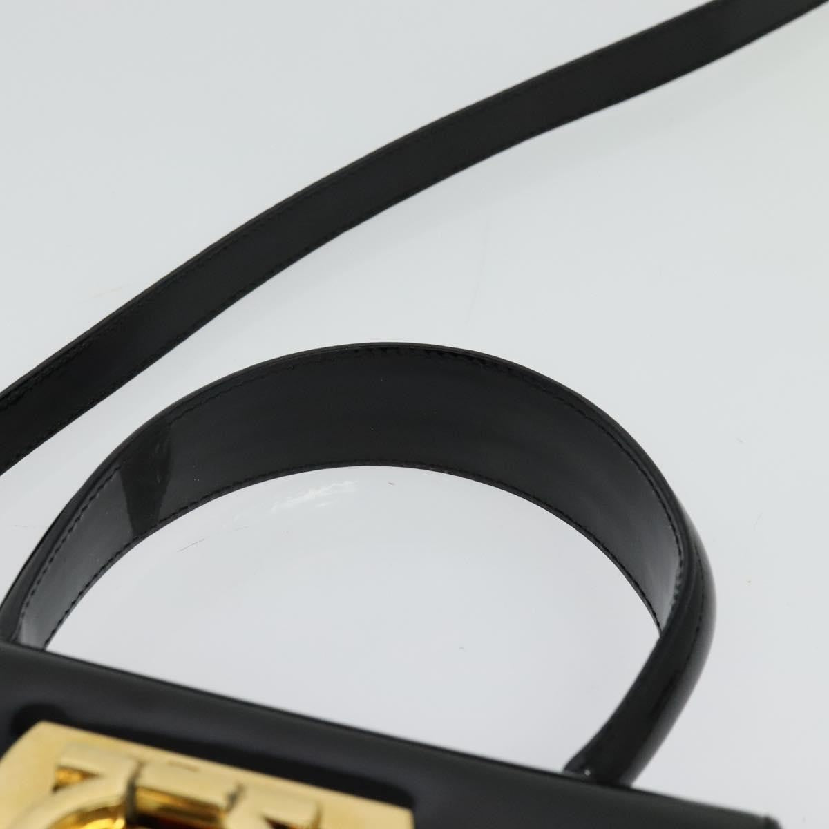 Salvatore Ferragamo Gancini Convertible Top Handle Patent Leather Black Patent_Leather Handbag (Pre-Owned)