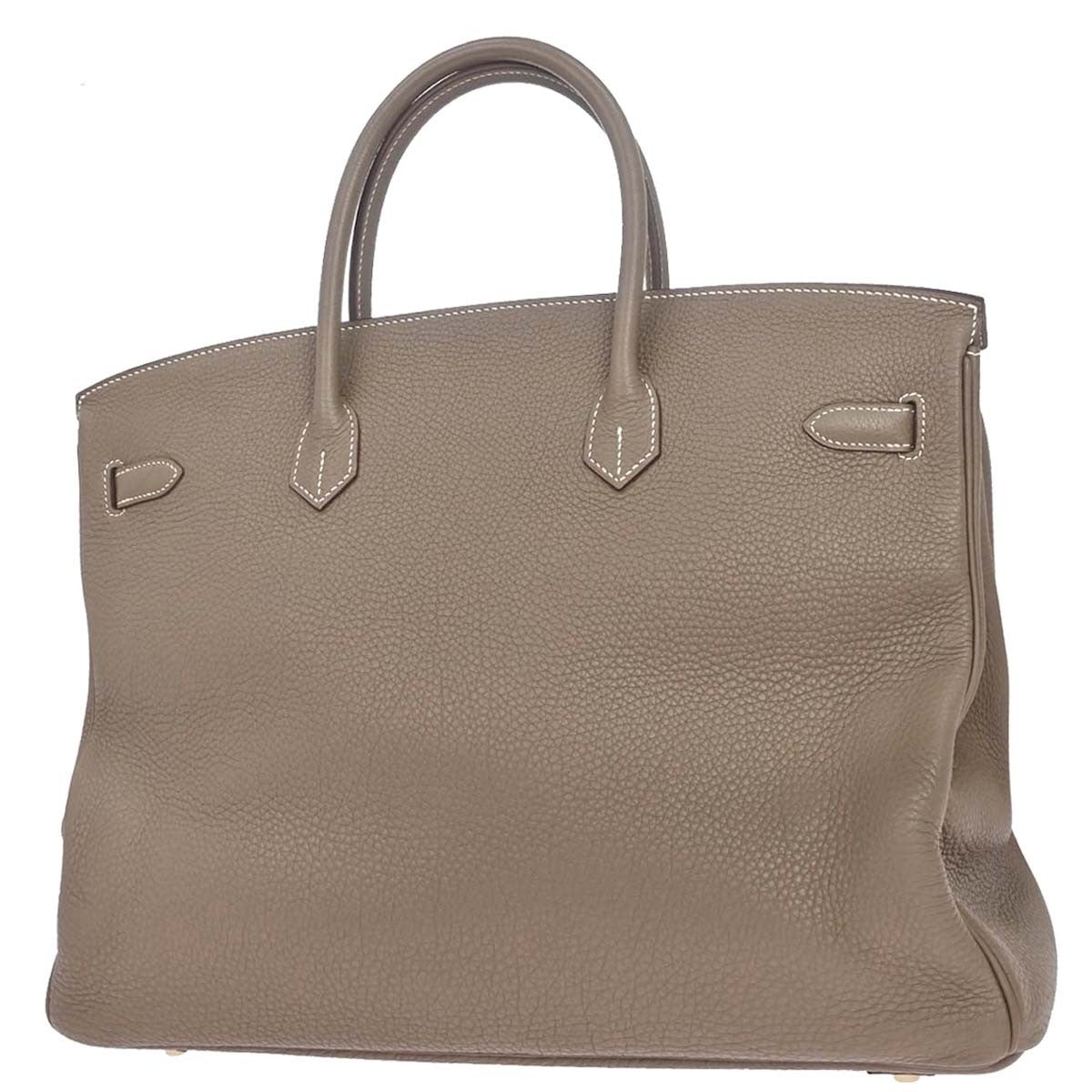 Hermes Birkin Etoupe Togo With Gold Hardware Gray Calfskin Handbag (Pre-Owned)