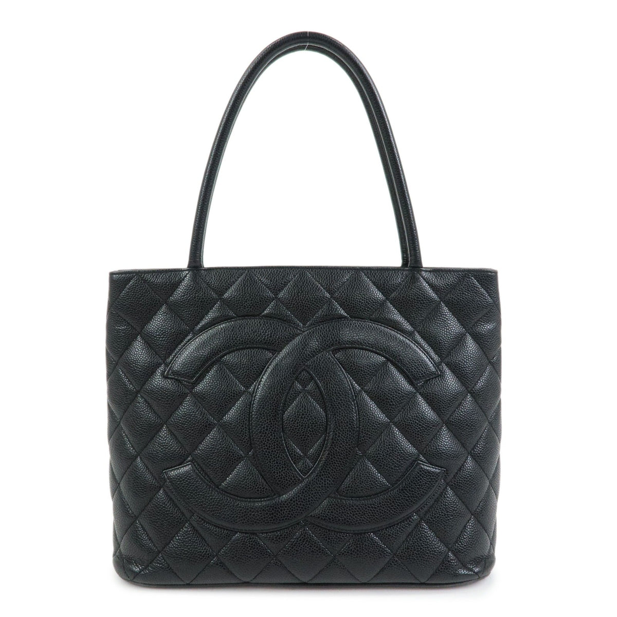 Chanel Medallion Quilted Caviar Black Leather Tote Bag Bag (Pre-Owned)