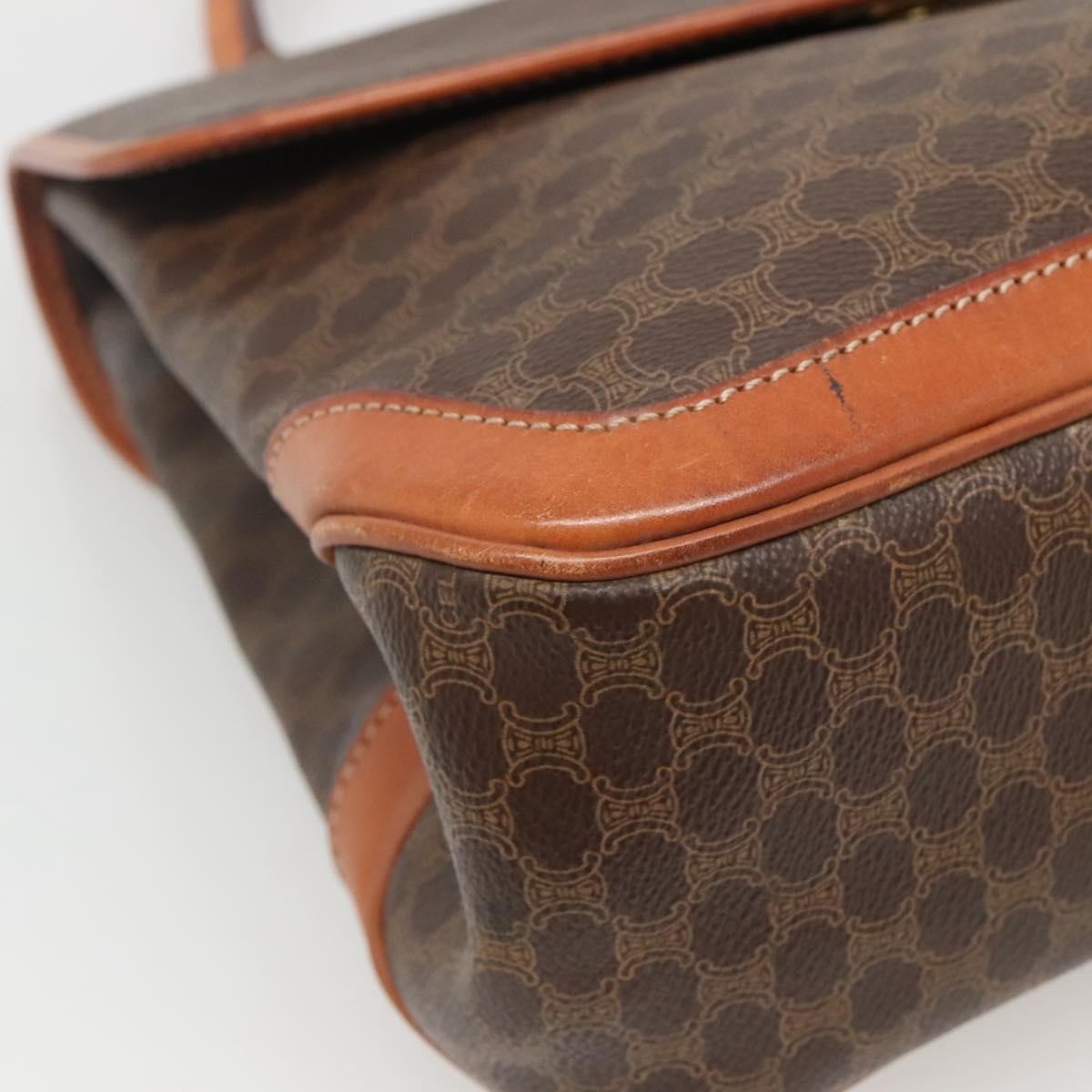 Celine Vintage Macadam Canvas Brown Canvas Handbag (Pre-Owned)