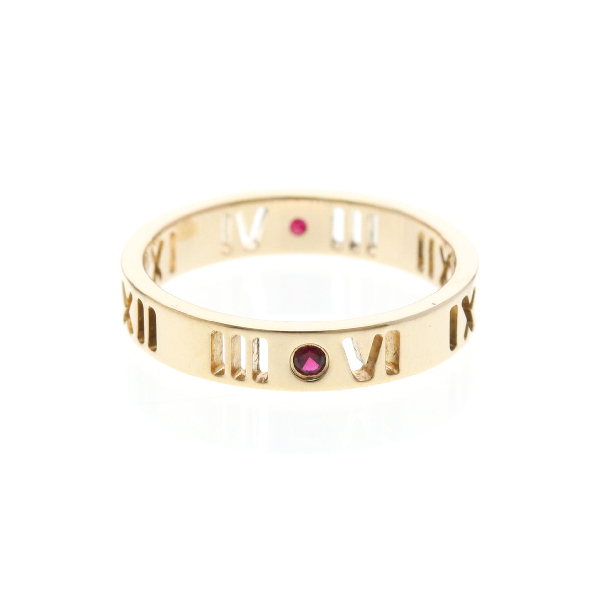 Tiffany & Co. Atlas Pierced 18K Rose Gold And Diamonds Gold Pink_Gold Ring Jewelry (Pre-Owned)
