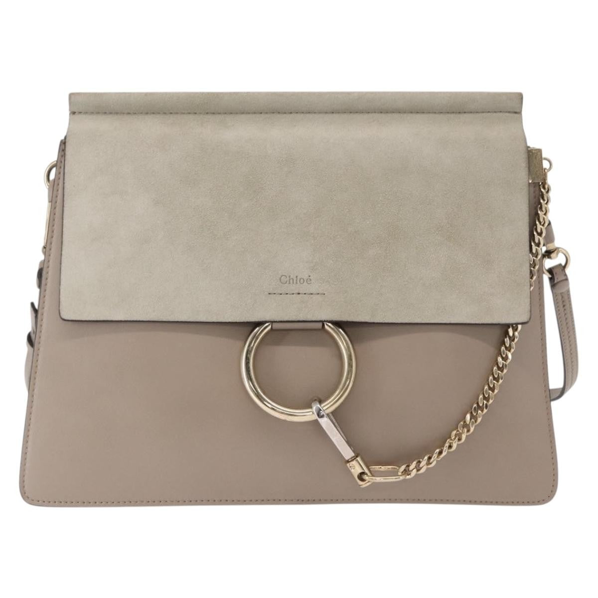 Chloe Faye Leather And Suede Beige Suede Shoulder Bag Bag (Pre-Owned)