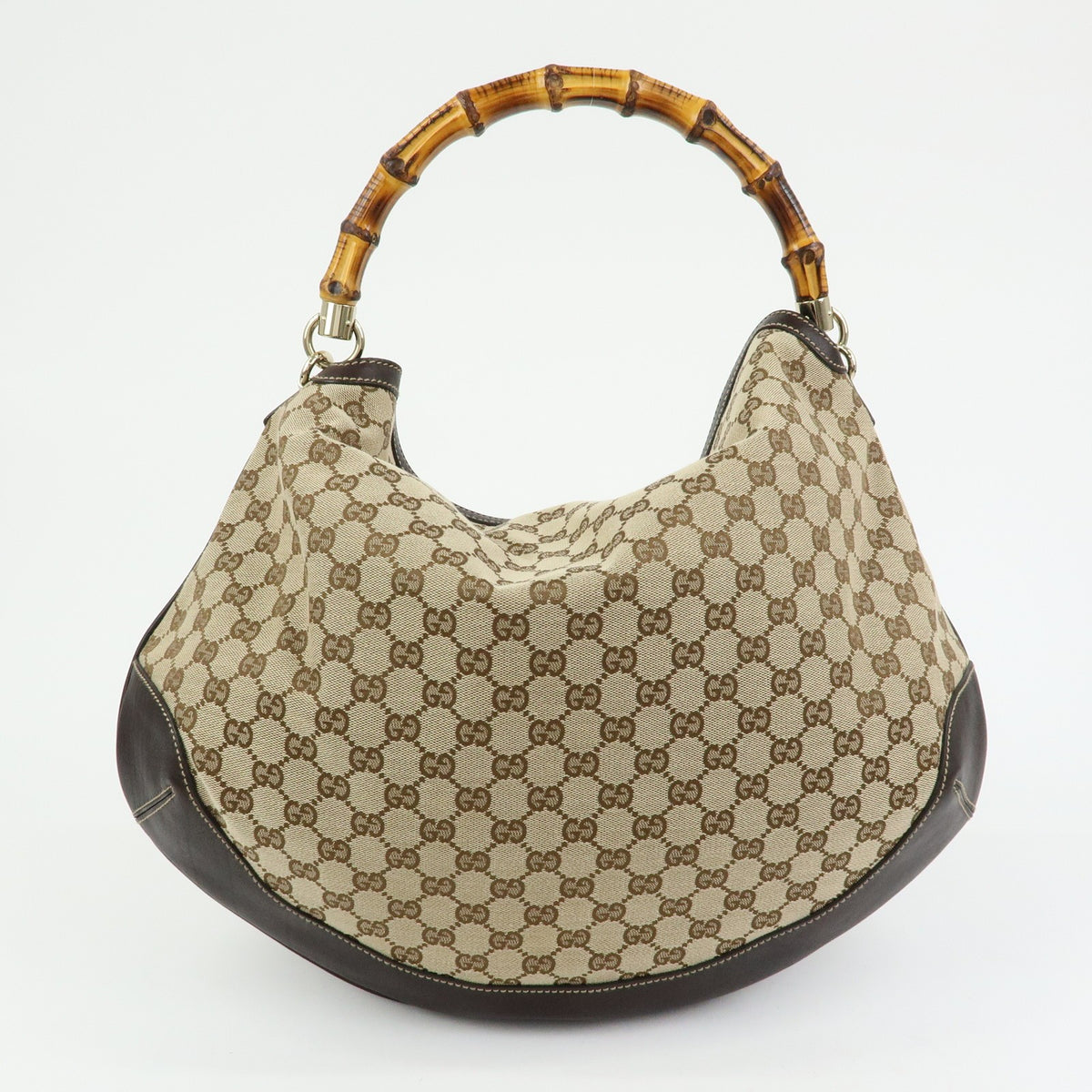 Gucci Bamboo Peggy Hobo Gg Canvas Beige Canvas Shoulder Bag Bag (Pre-Owned)