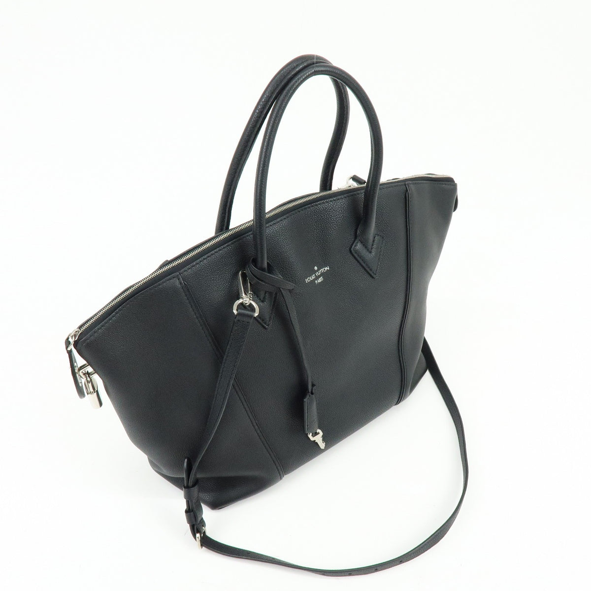Louis Vuitton Soft Lockit Leather Black Leather Handbag (Pre-Owned)