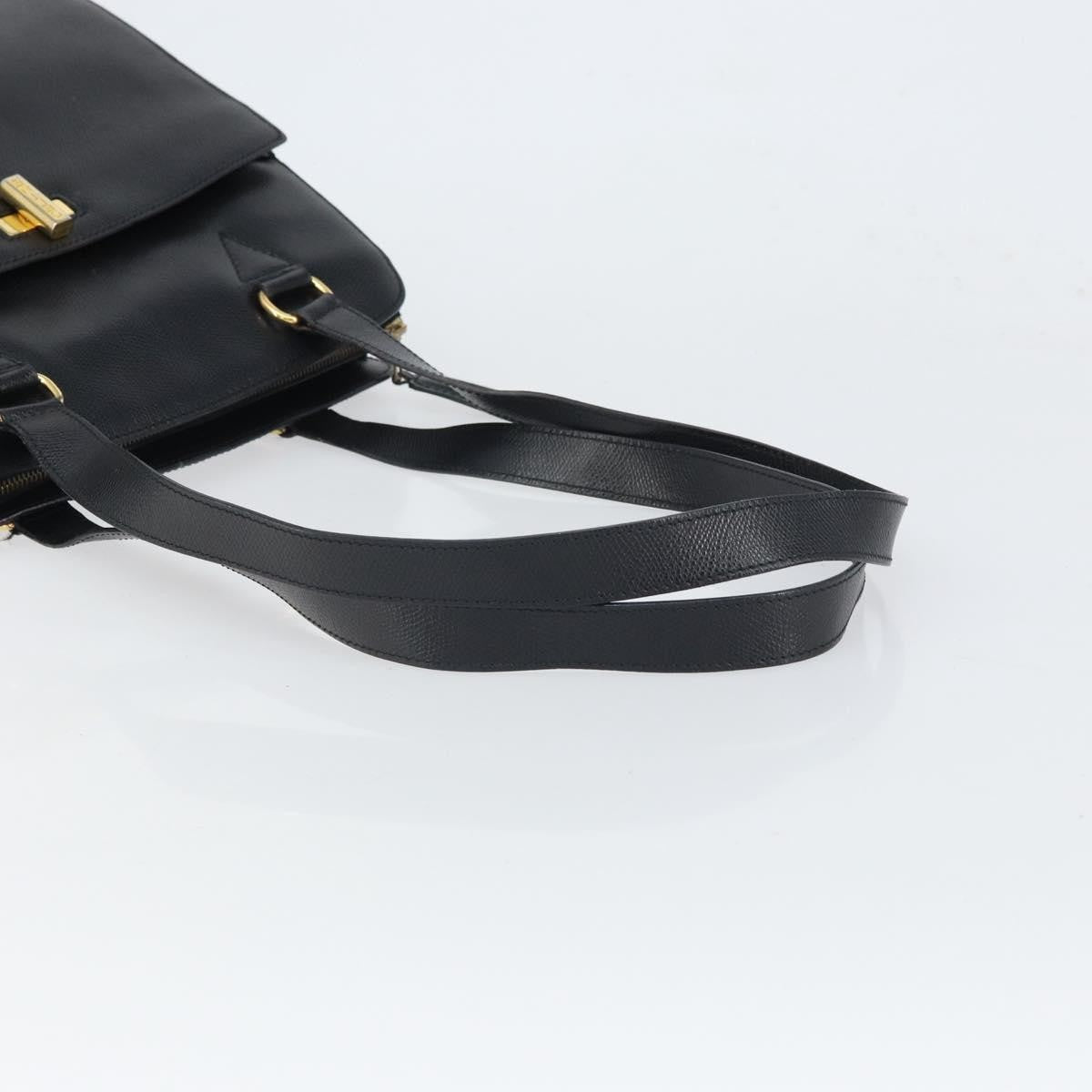 Celine Vintage Turn Lock Shoulder Leather Black Leather Handbag (Pre-Owned)