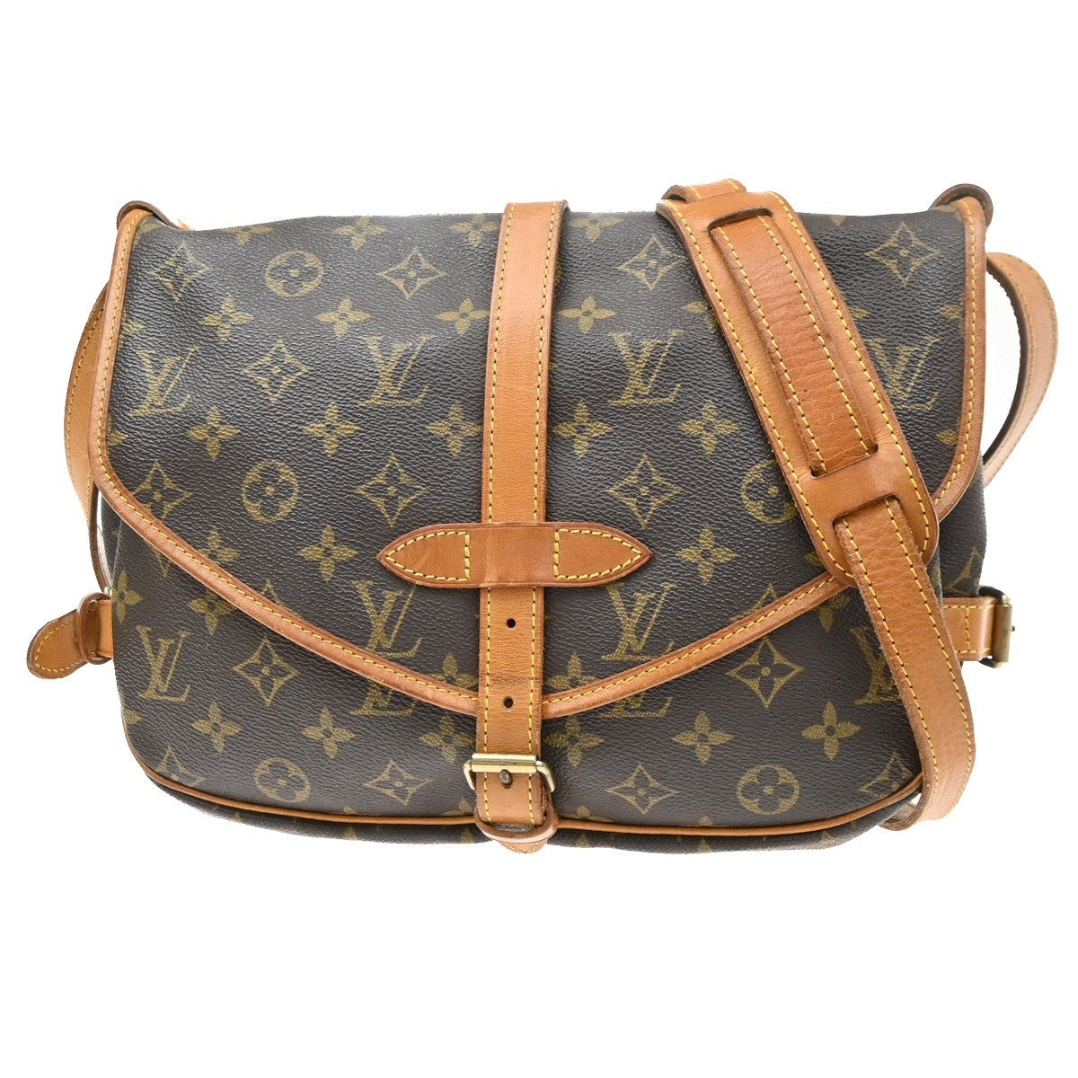 Louis Vuitton Saumur Monogram Canvas Brown Canvas Shoulder Bag Bag (Pre-Owned)
