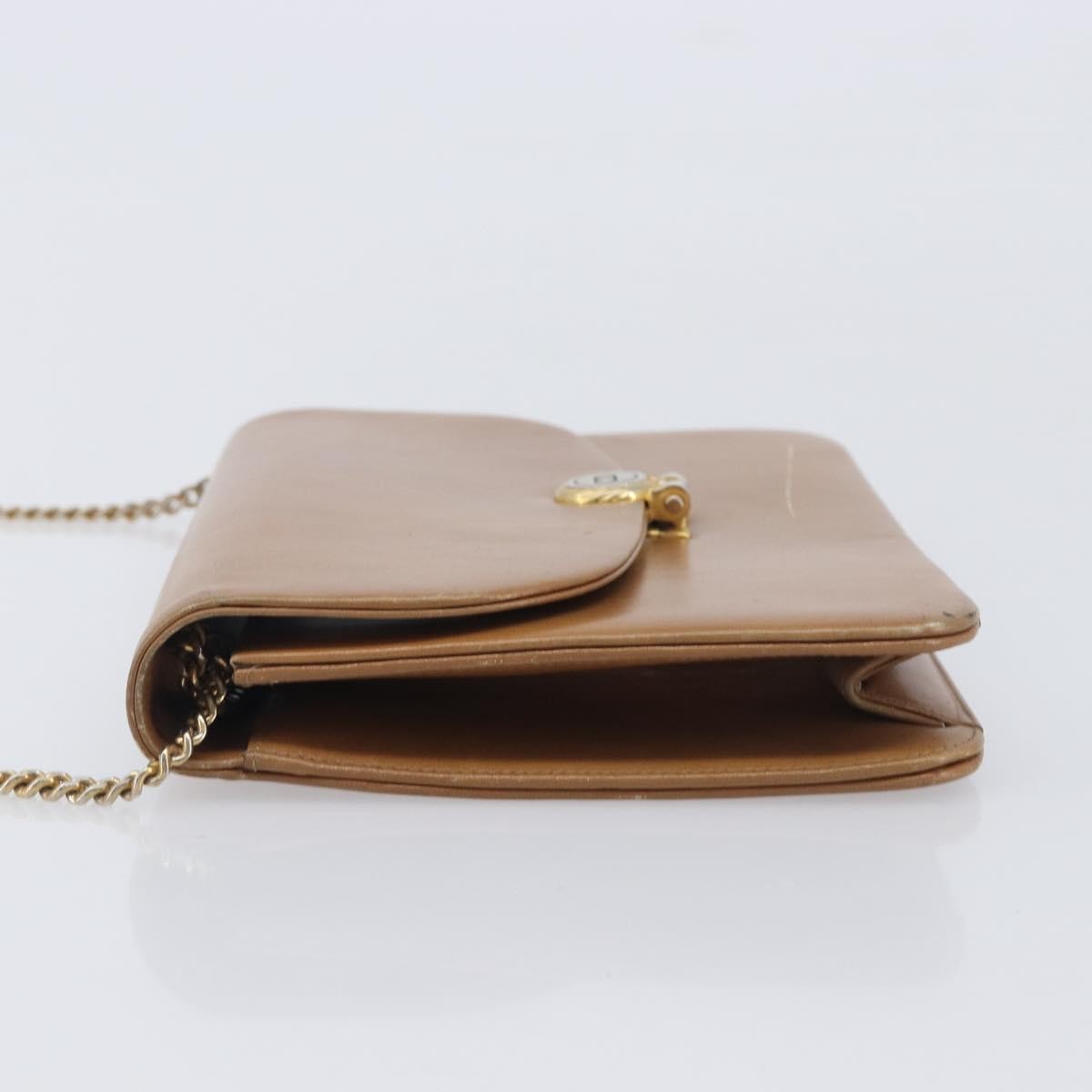 Christian Dior Vintage Cd Chain Flap Leather Beige Leather Shoulder Bag Bag (Pre-Owned)