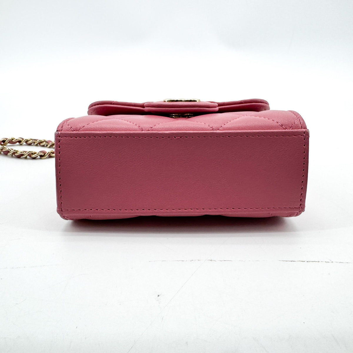Chanel Square Classic Flap Top Handle Clutch With Chain Quilted Lambskin Pink Leather Clutche & Pouche Bag (Pre-Owned)