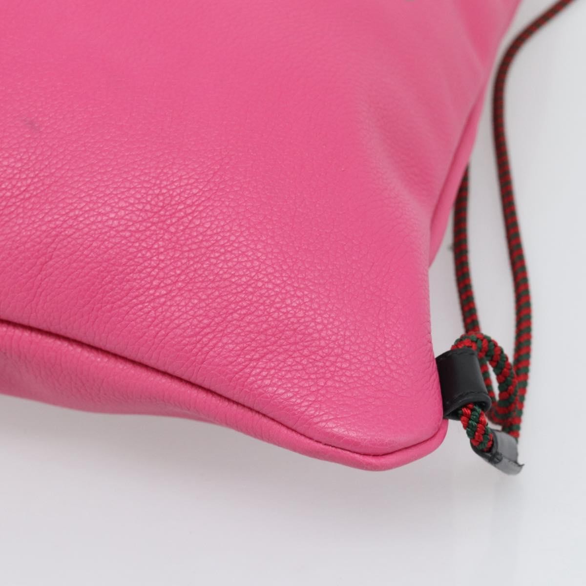 Gucci Logo Drawstring Printed Leather Pink Leather Backpack Bag (Pre-Owned)