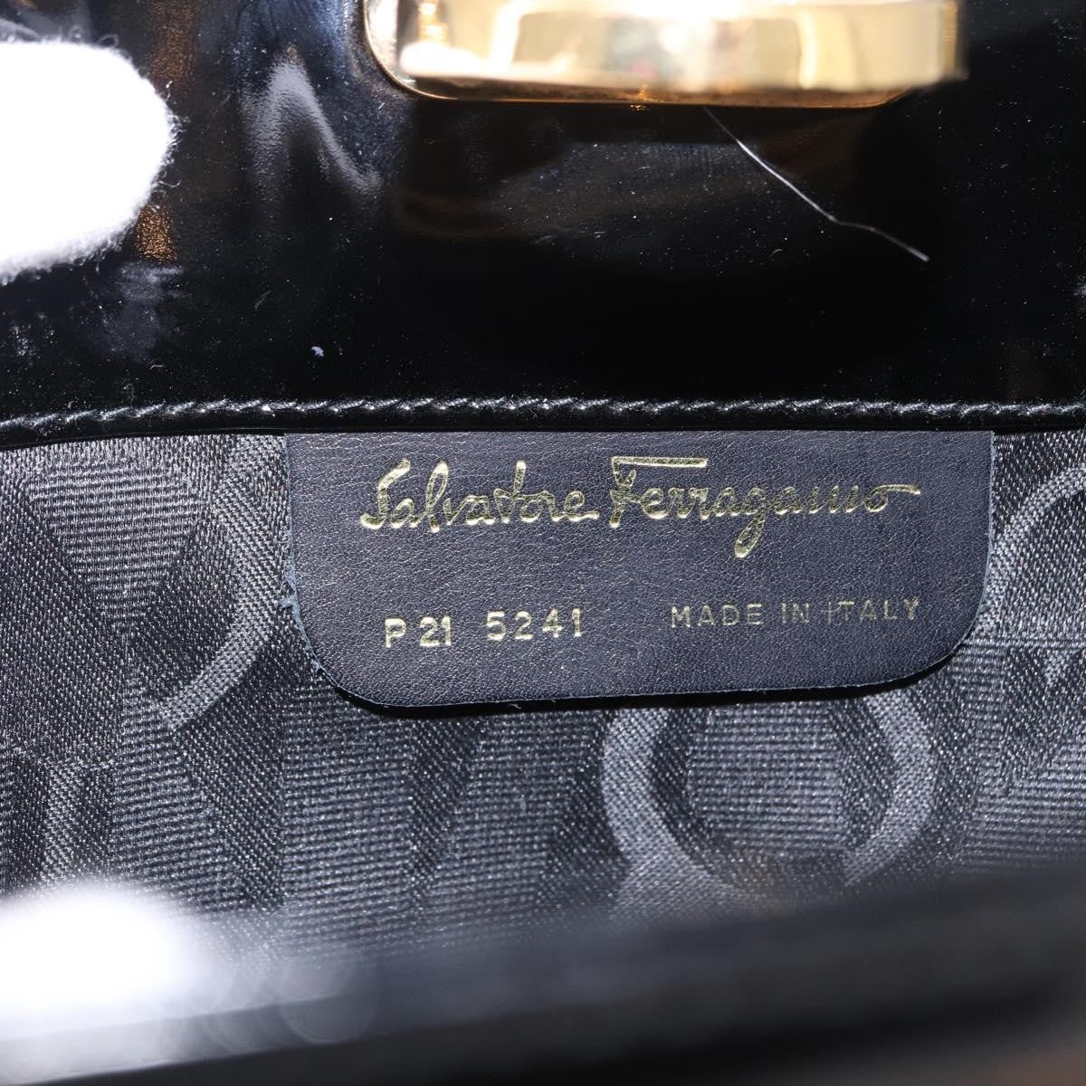 Salvatore Ferragamo Vintage Gancini Chain Patent Leather Black Patent_Leather Shoulder Bag Bag (Pre-Owned)