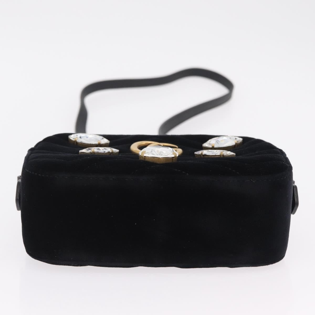 Gucci Gg Marmont Crystal Embellished Matelasse Velvet Black Velvet Shoulder Bag Bag (Pre-Owned)