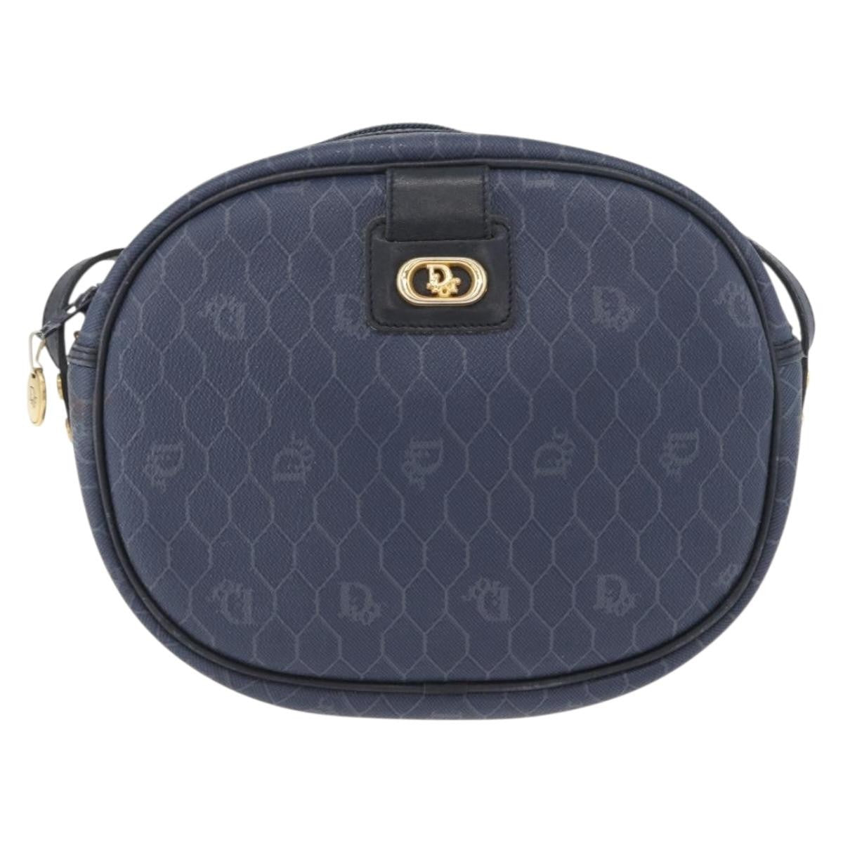 Christian Dior Vintage Honeycomb Canvas Navy Canvas Shoulder Bag Bag (Pre-Owned)