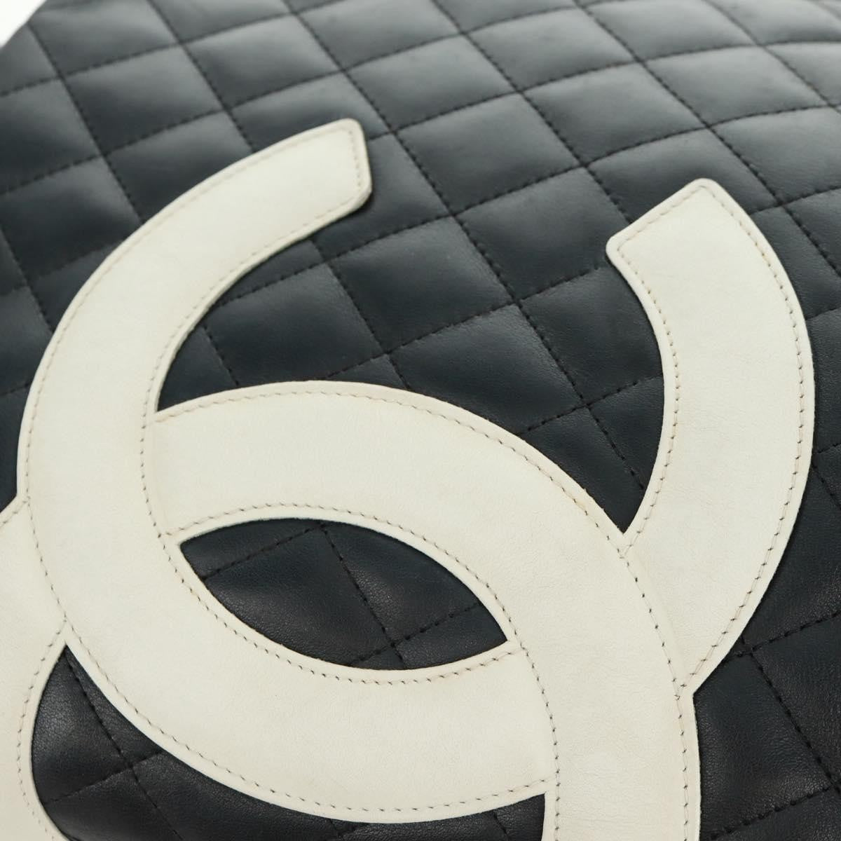 Chanel Cambon Tote Quilted Leather Black Leather Tote Bag Bag (Pre-Owned)
