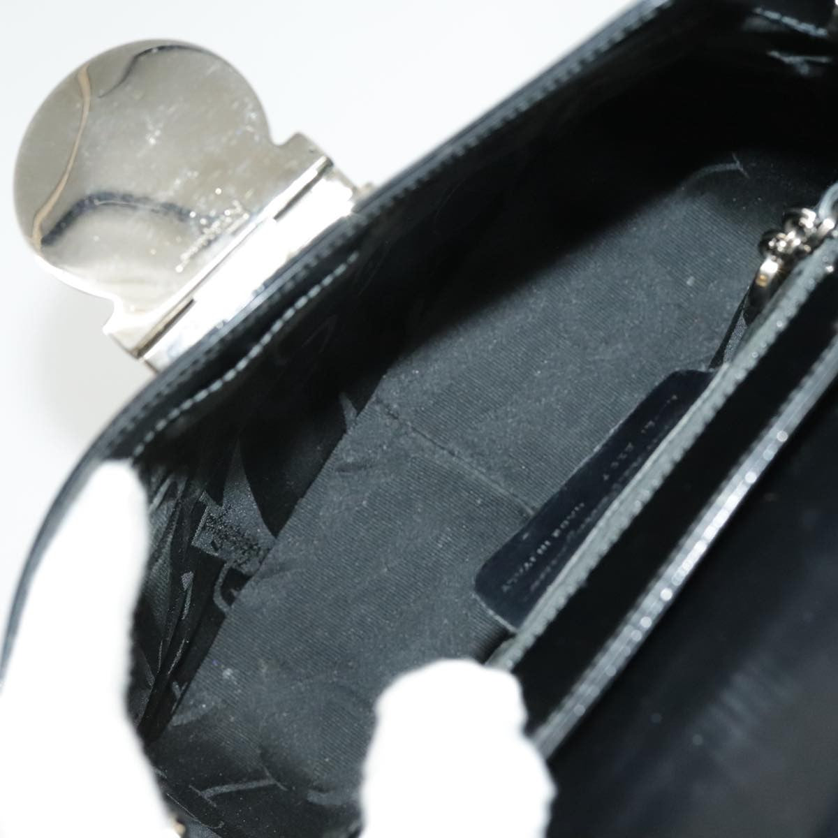 Salvatore Ferragamo Vintage Top Handle Leather Black Leather Handbag (Pre-Owned)