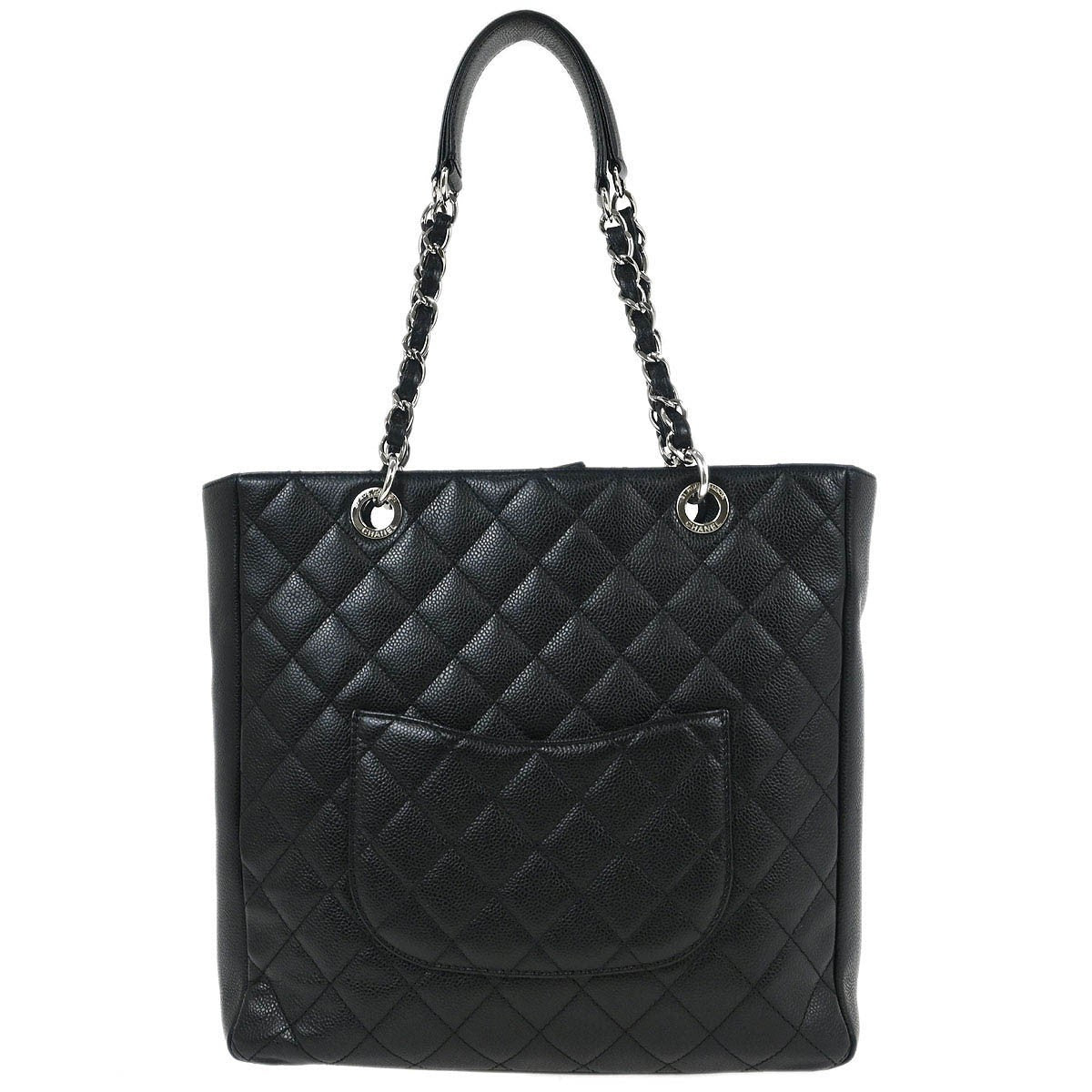Chanel Petite Shopping Tote Quilted Caviar Black Leather Tote Bag Bag (Pre-Owned)
