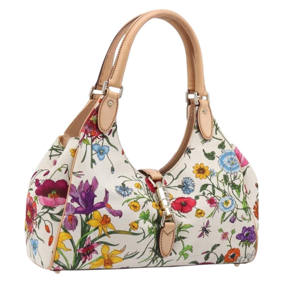 Gucci Joy Bardot Hobo Flora Canvas Multicolour Canvas Handbag (Pre-Owned)
