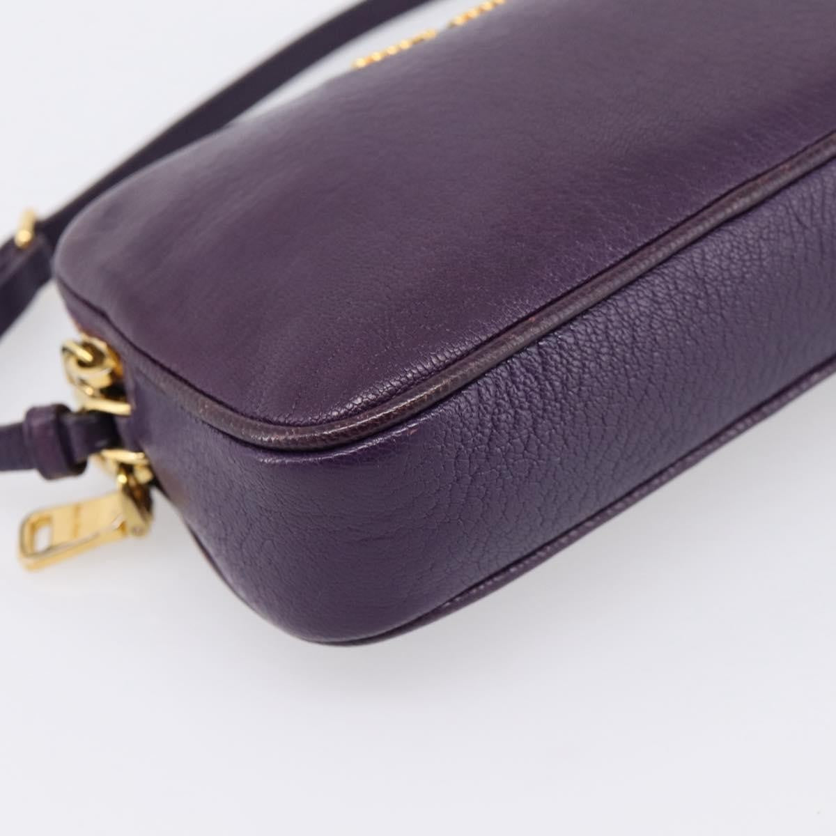 Miu Miu Double Zip Pochette Leather Purple Leather Clutche & Pouche Bag (Pre-Owned)