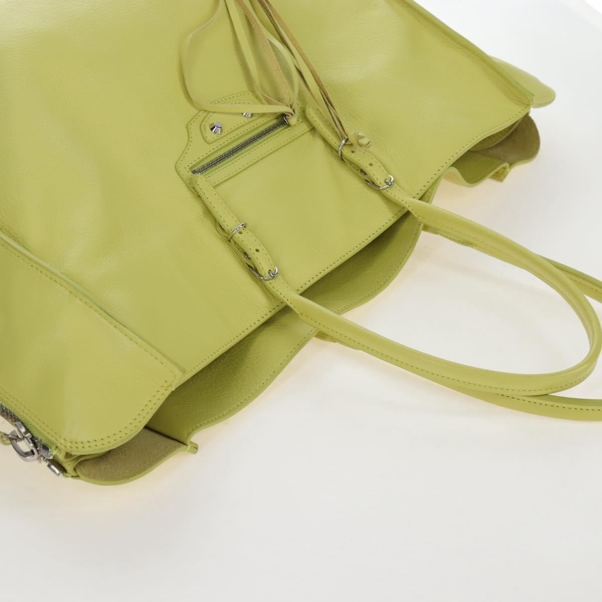 Balenciaga Papier A4 Zip Around Classic Studs Leather Yellow Leather Handbag (Pre-Owned)