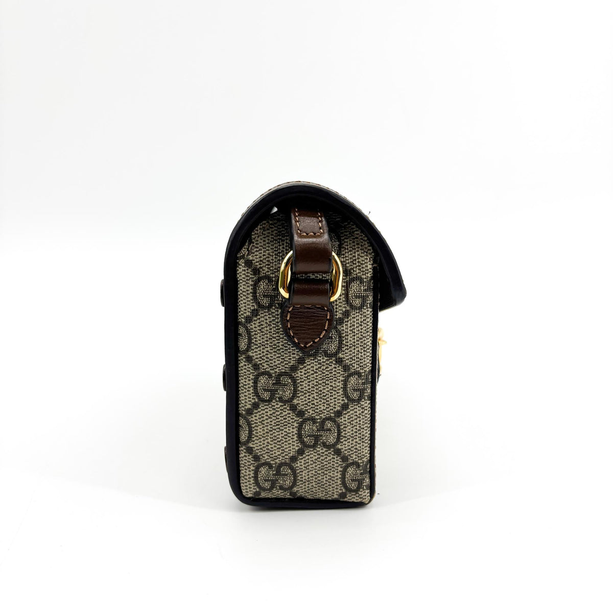 Gucci Horsebit 1955 Flap Gg Coated Canvas Brown Canvas Crossbody Bag Bag (Pre-Owned)